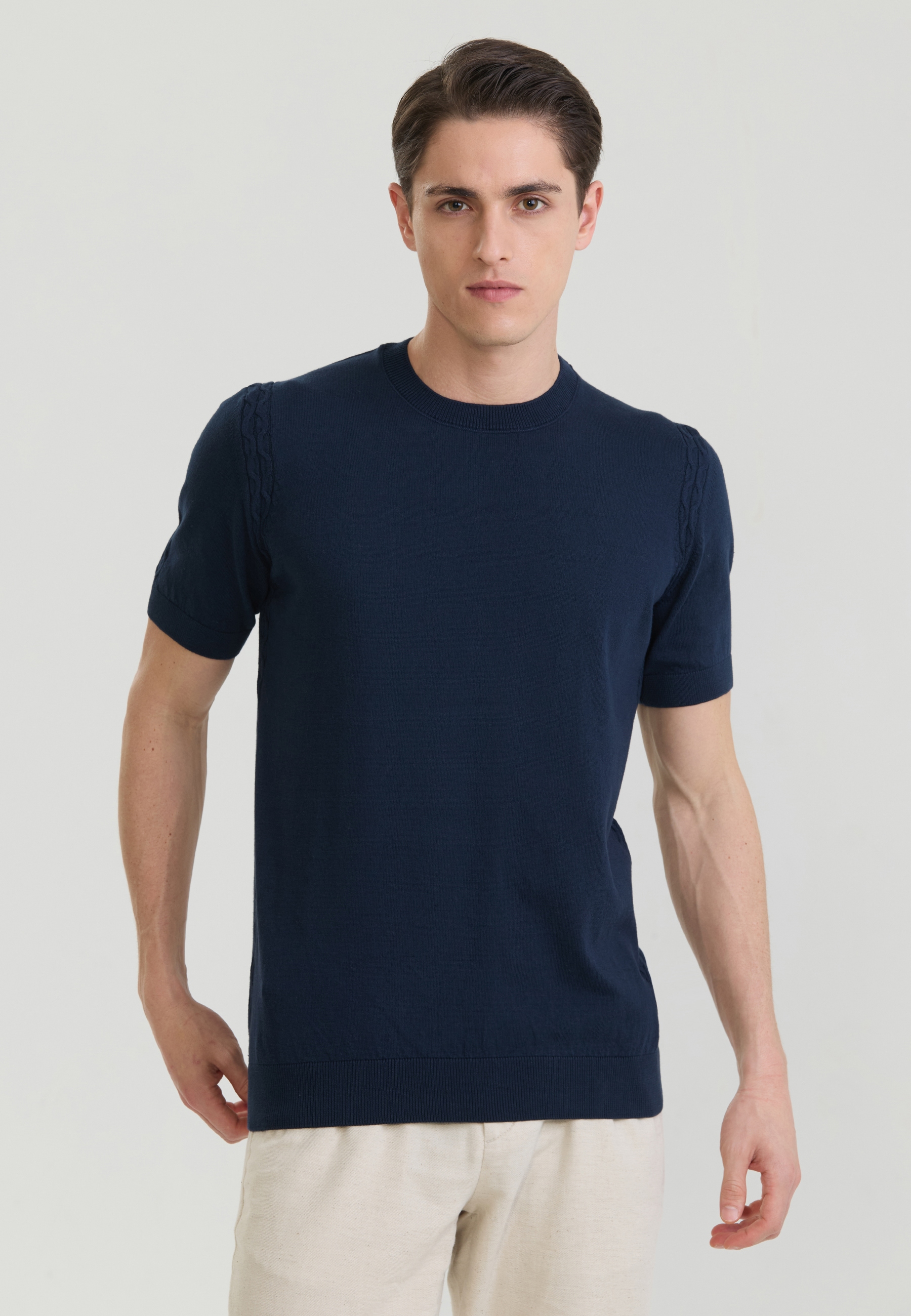 Felix Hardy "Basic-Strick-T-Shirt mit Rundhalsausschnitt"