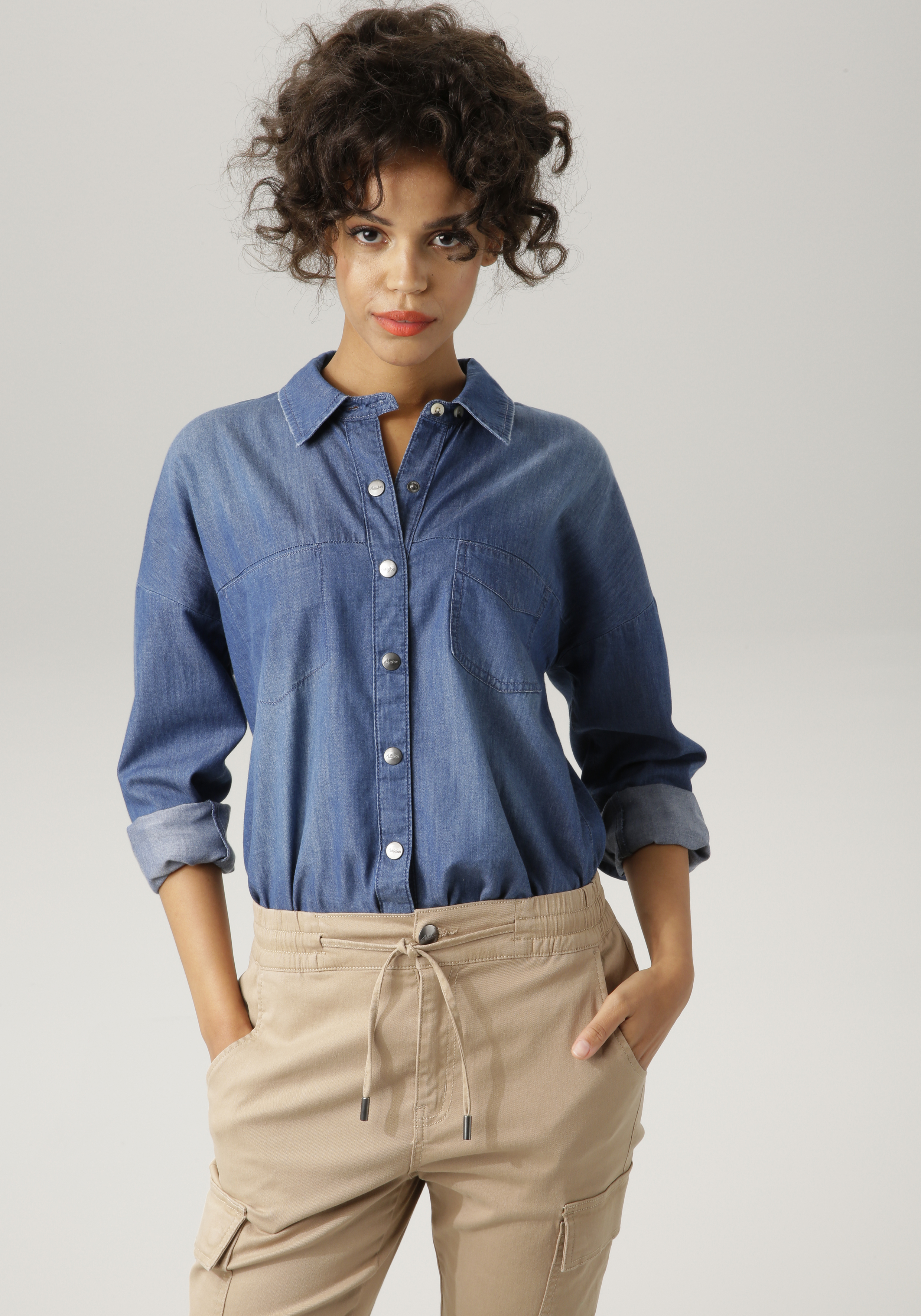 Jeansbluse, mit dezentem Used-Effekt