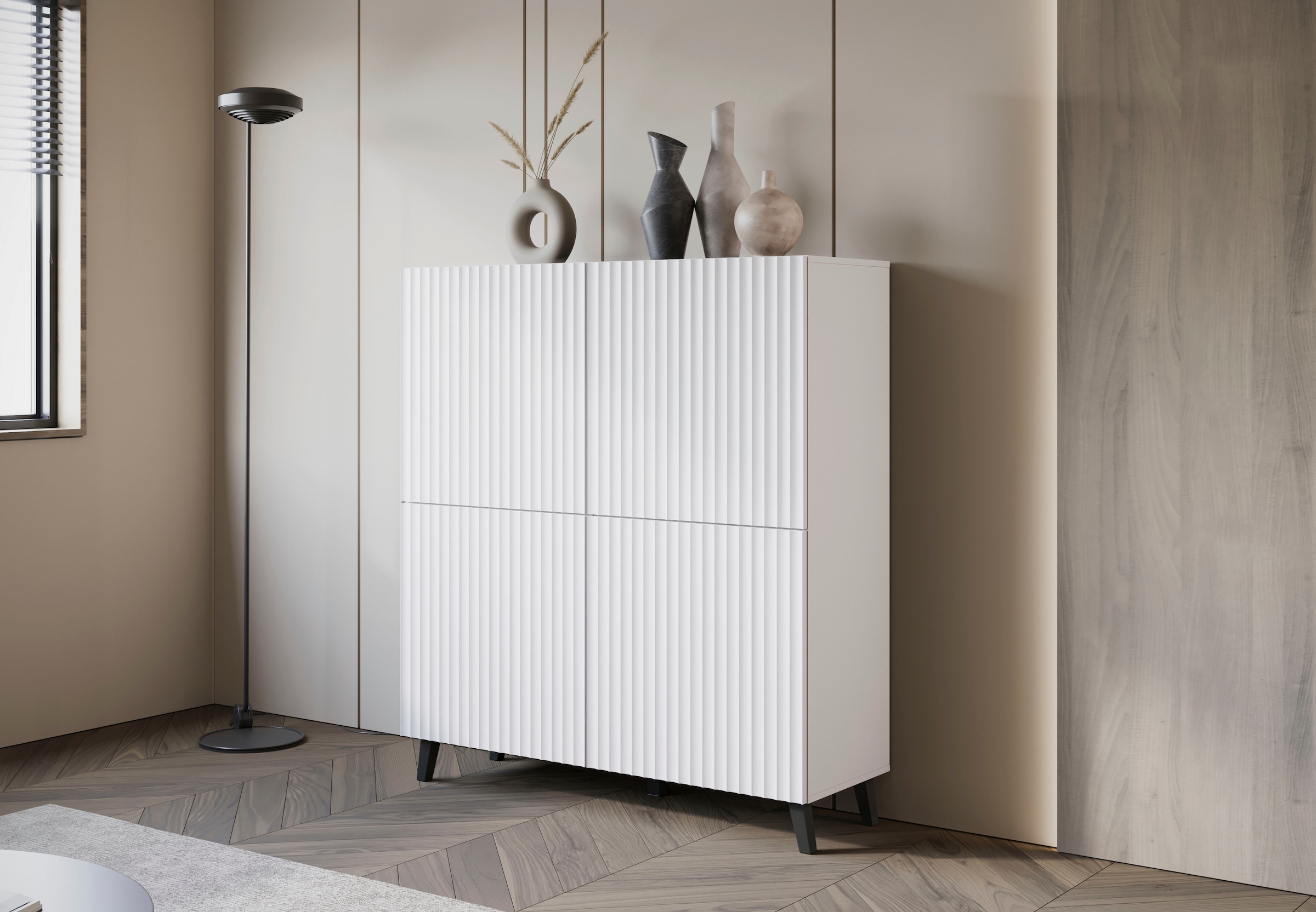 INOSIGN Highboard »HIGHBOARD PHUKET«, (1 St.), moderne Kommode mit 4 Türen und 8 Fächern, Breite 120 cm