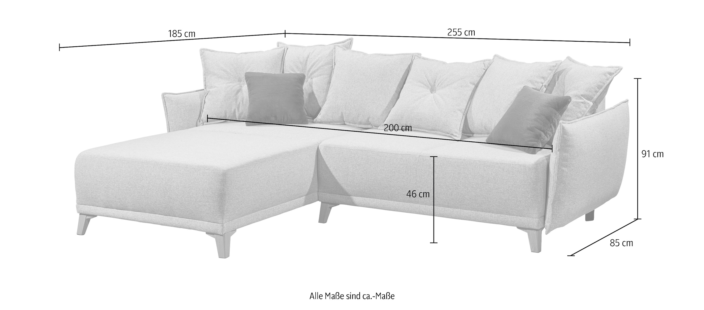 ED EXCITING DESIGN Ecksofa »Pamplona L-Form«, mit Bettfunktion, Bettkasten & Zierkissen