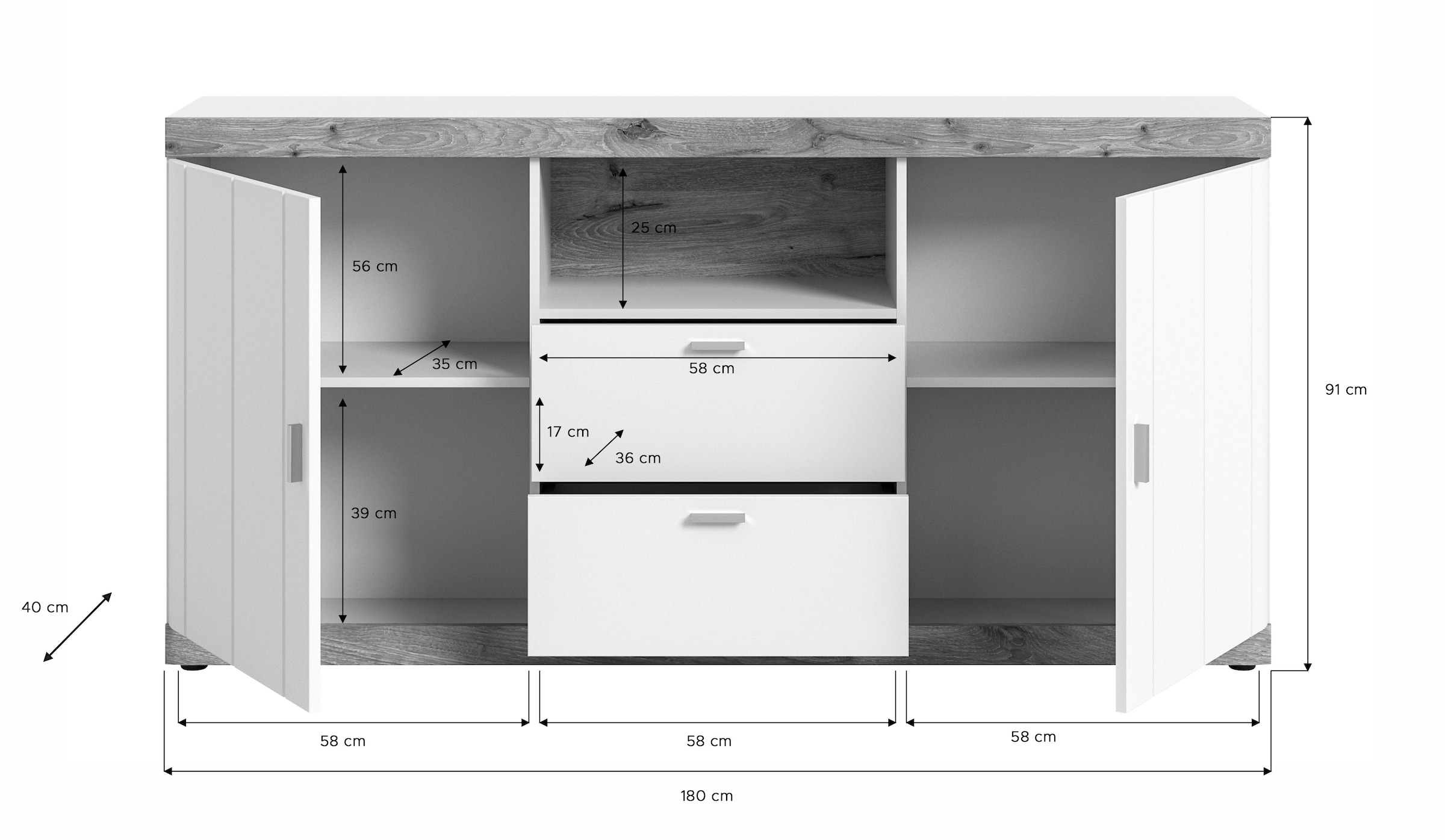 affaire 180 Breite | cm »Landsby«, BAUR Home Sideboard ca.