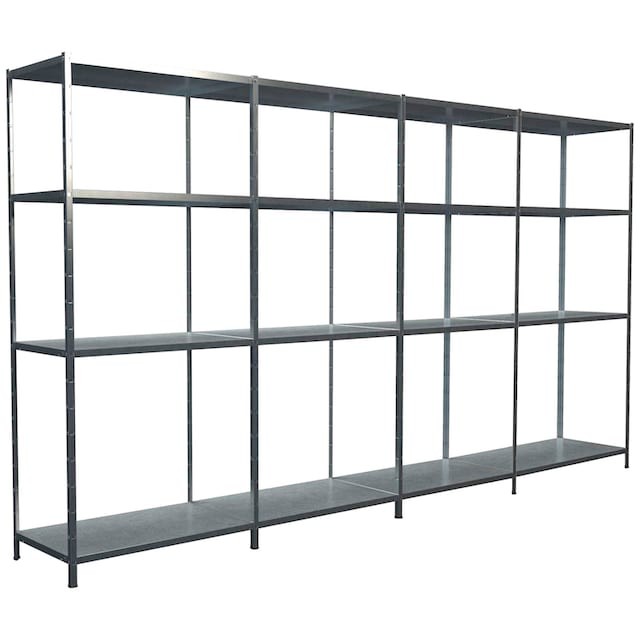 Black Friday SCHULTE Regalwelt Steckregal »Stecksystem Grund- und 3x  Anbauregale«, Metall verzinkt, 1800x4000x350 mm, 16 Böden | BAUR