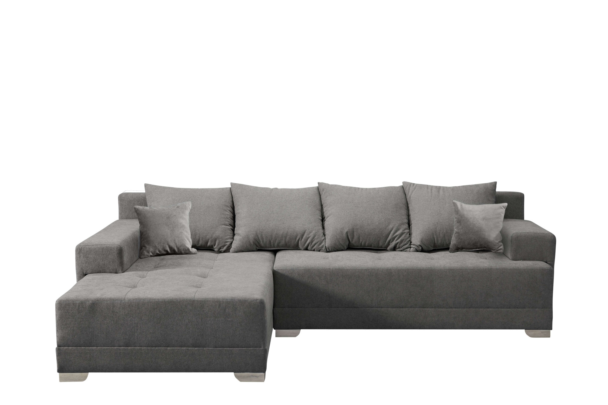 INOSIGN Ecksofa »Riverton, mit Bettfunktion (125/215 cm) und Bettkasten, Struktur«, inkl. loser Zier- und Ruckenkissen, Recamiere beidseitig montierbar