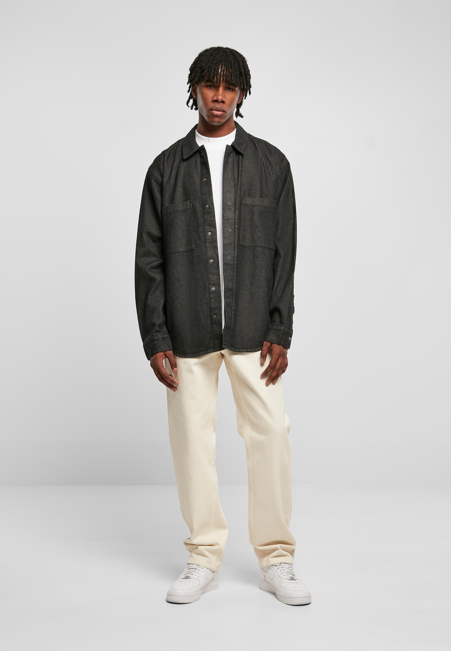 URBAN CLASSICS Langarmhemd »Urban Classics Herren Oversized Denim Pocket Shirt«, (1 tlg.)