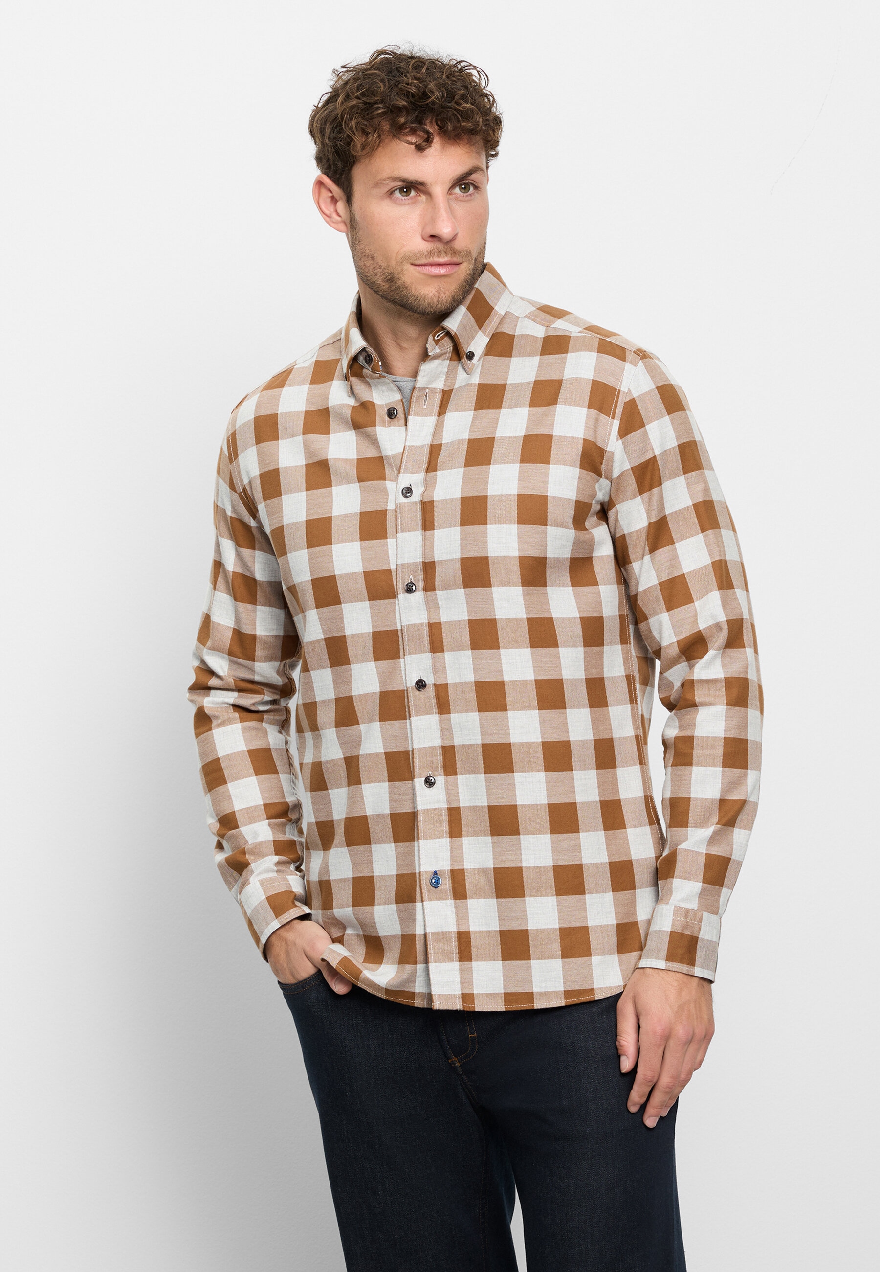 OLYMP Langarmhemd "OLYMP Casual, Regular Fit, Button-down"