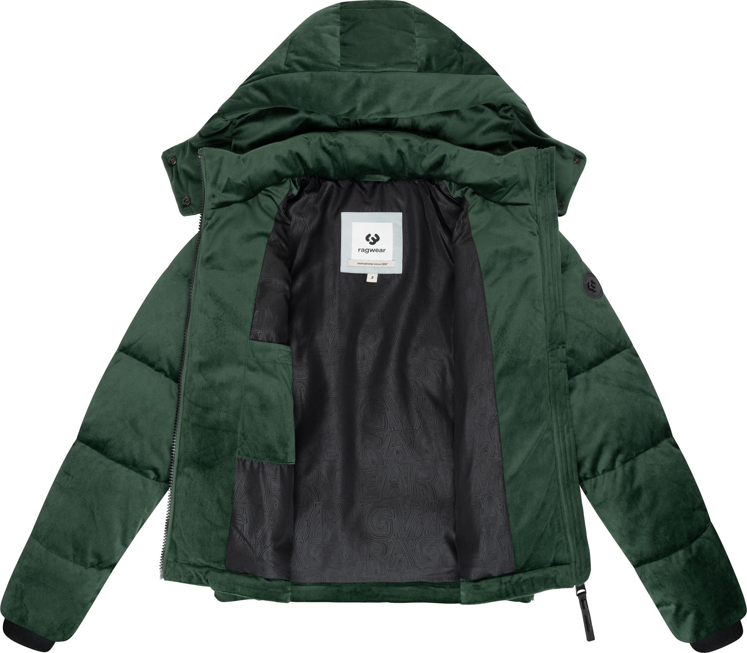 Ragwear Steppjacke »Roobie Velvet YOUMODO«, mit Kapuze, Gesteppte Winterjacke in Samtoptik mit Kapuze