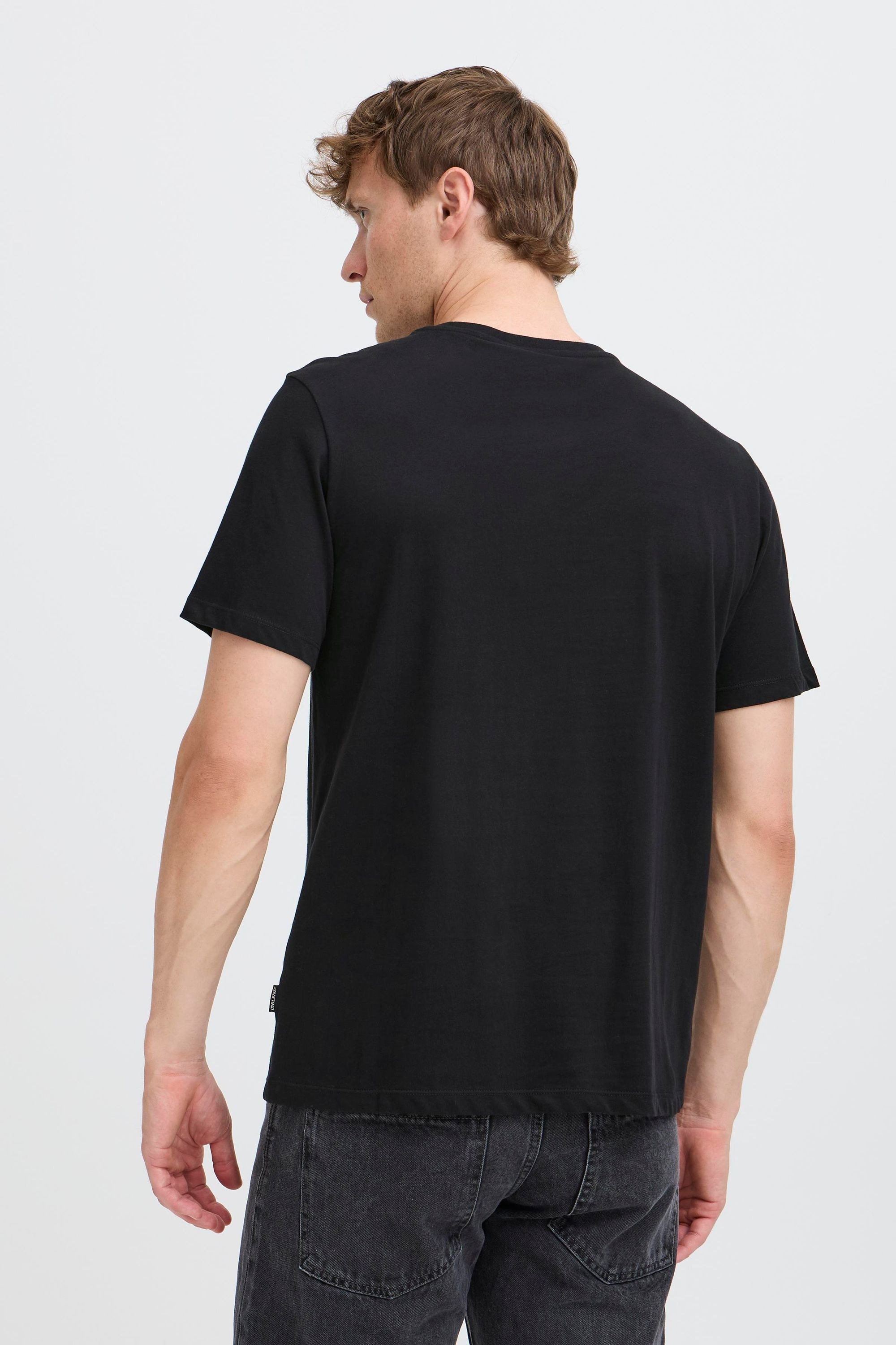 Rundhalsshirt BLEND "Rundhalsshirt BHBenop 2 Pack", Herren, Gr. S, schwarz (schwarz, stone mix), Obermaterial: 100% Baumwolle CO., Shirts Rundhalsshirt 3