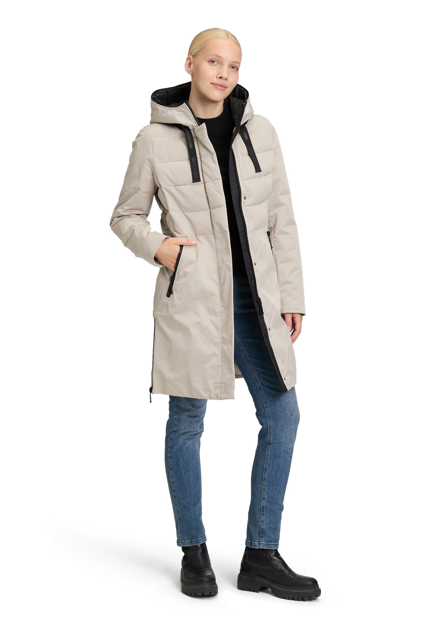 Amber & June Winterjacke »Amber & June Damen Winterjacke Kunstdaune«, mit Kapuze
