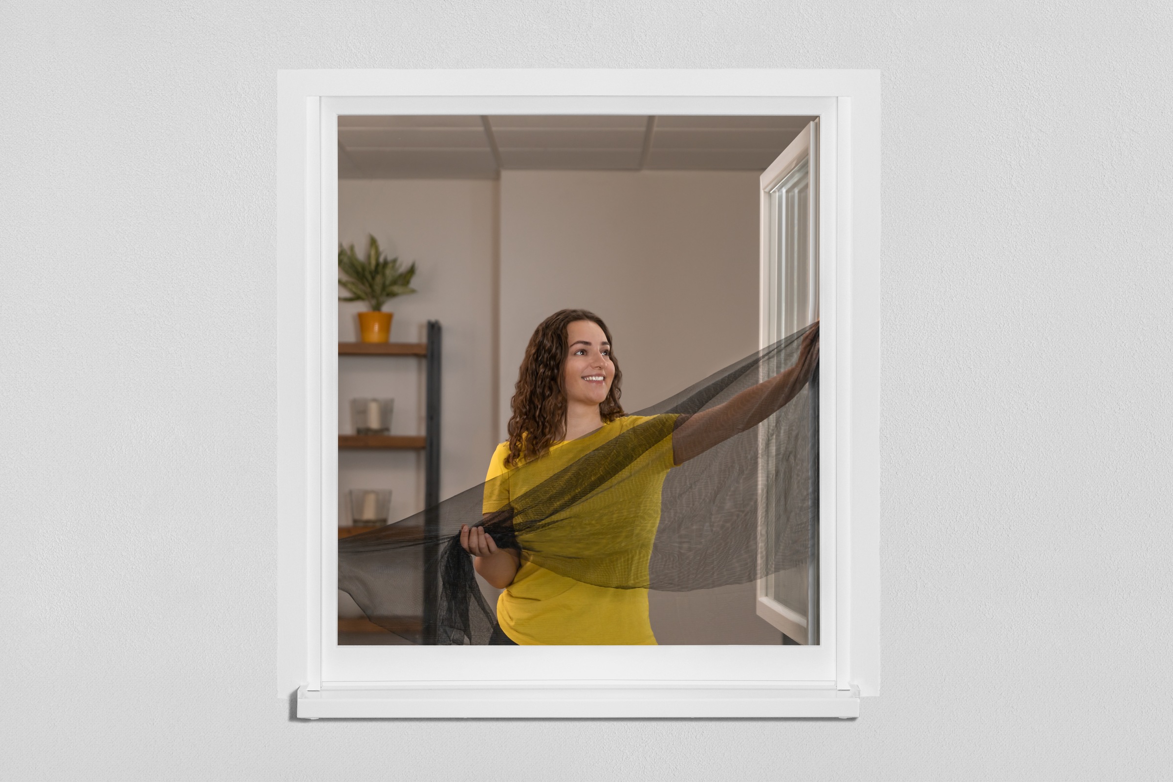 SCHELLENBERG Fliegengitter-Gewebe »für Fenster ohne bohren«, Insektenschutz mit Klettband, 100 x 130 cm, anthrazit und weiß