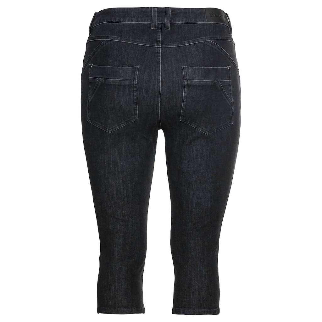 Damenmode Jeans Sheego Caprijeans »sheego Caprijeans«, SUSANNE mit Bodyforming-Effekt black-denim