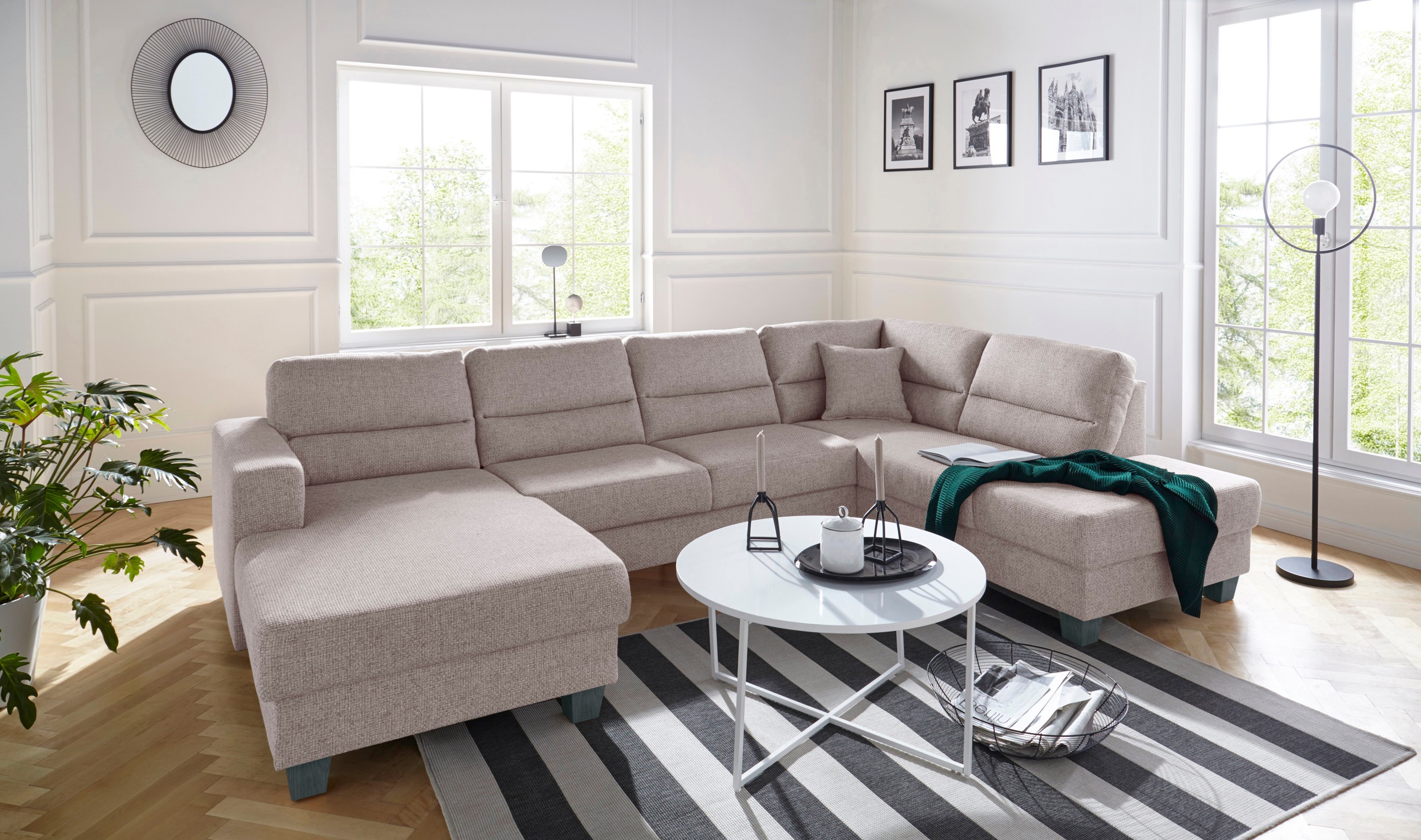 TRENDMANUFAKTUR Wohnlandschaft »Chamber, zeitlos und modern, bequem, hoher Sitzkomfort, U-Form«, wahlweise mit Schlaffunktion