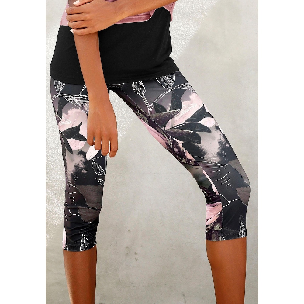 Caprileggings »Tropical«, mit abstraktem Blumenprint, Loungewear