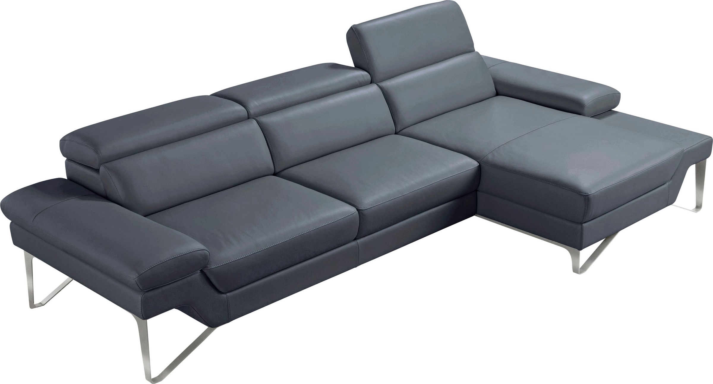 Egoitaliano Ecksofa »Princess, elegantes Designsofa mit erstklassigem Sitzkomfort, L-Form«, mit Recamiere, inkl. Kopfteilverstellung, edle Designmetallfüße
