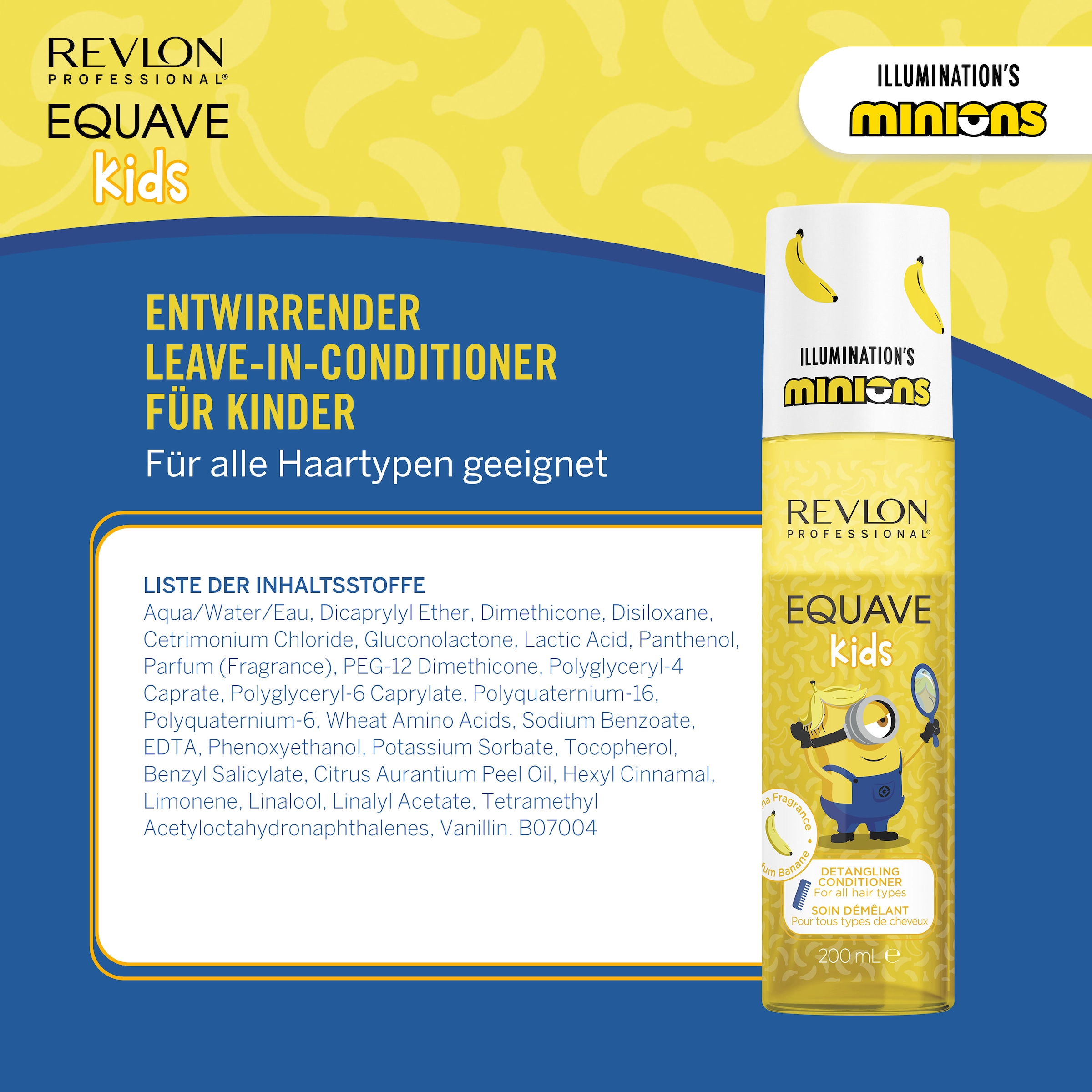 REVLON PROFESSIONAL Leave-in Pflege »Equave Kids MINIONS Leave-In Hydro Conditioner 200ml« Vegan & Dermatologisch getestet, Special Edition