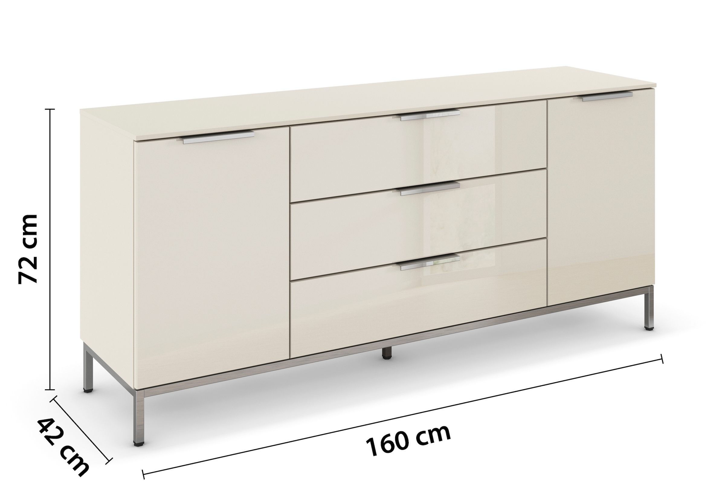 rauch Kombikommode »Kommode Türkommode Sideboard Kombikommode FLIPP mit Glasfront«, (Breite 160 cm mit 2 Einlegeböden), 2-türig mit 3 Schubladen und Soft-Close-Funktion sowie Glasfront