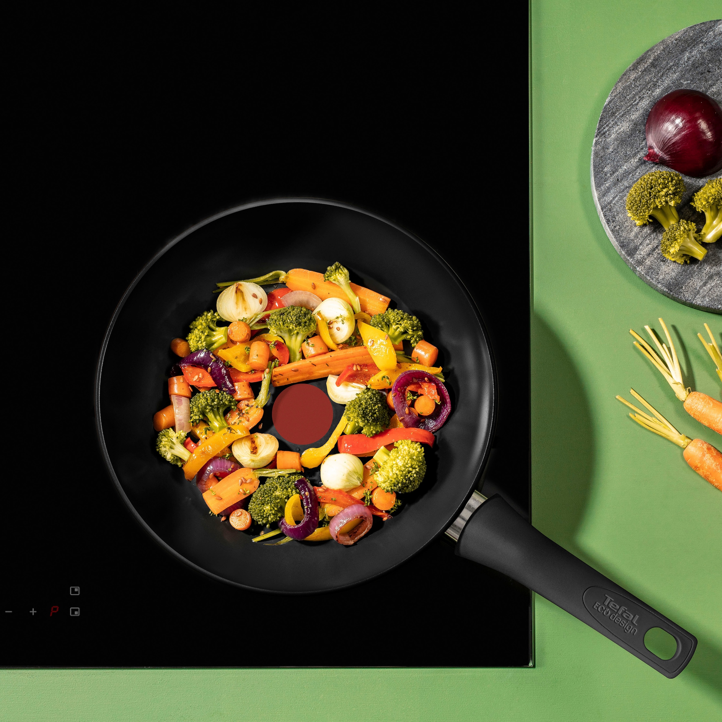 Tefal Wok »Renew On Black«, Aluminium, (1 tlg.), umweltfreundlich, recycelt, Thermo-Signal, Ø 28 cm, Induktion