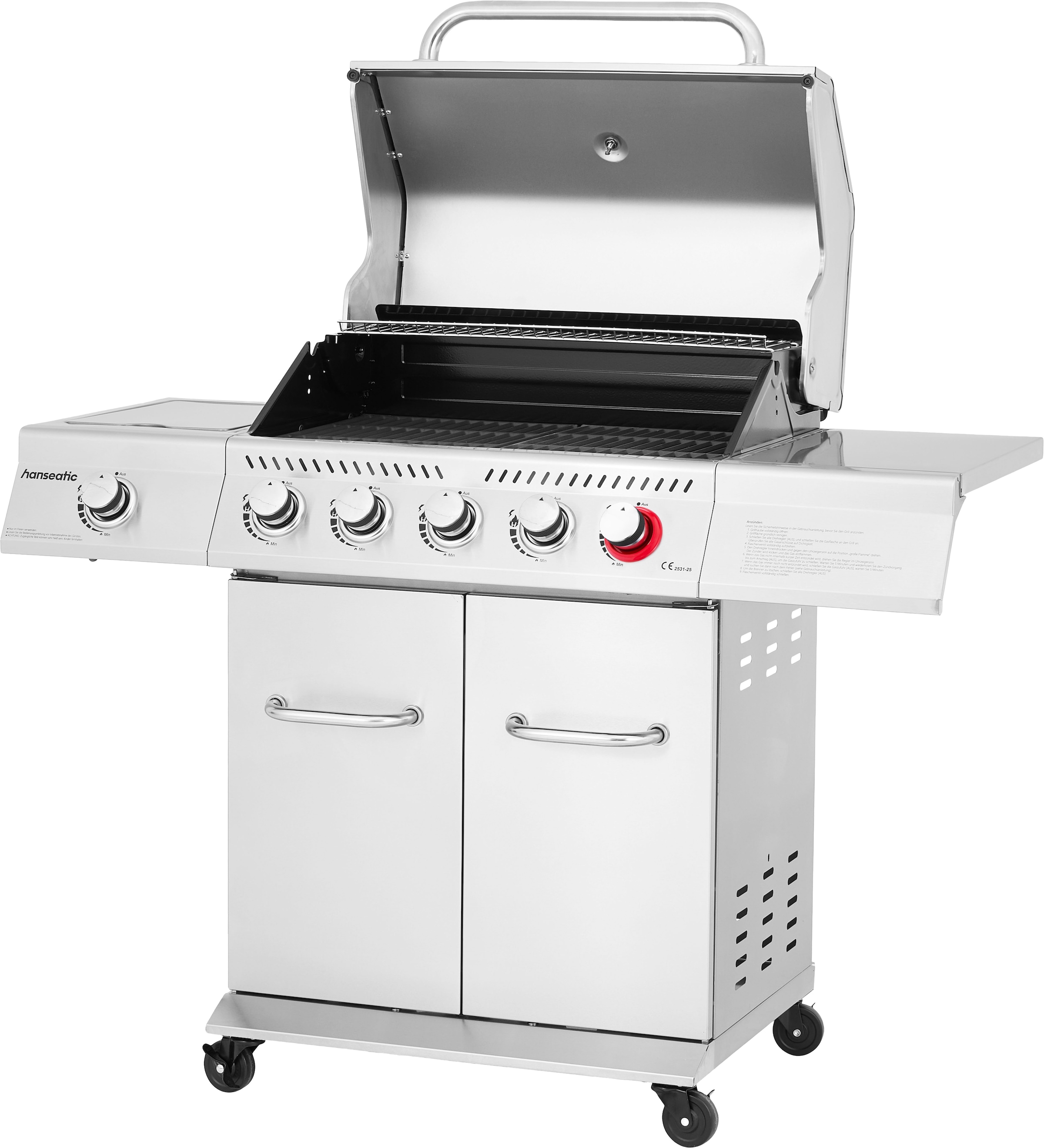 Hanseatic Gasgrill »Richland« BxTxH: 134,7 x 57 x 117 cm, 21,5 kW Gesamt, Edelstahl-Turbobrenner