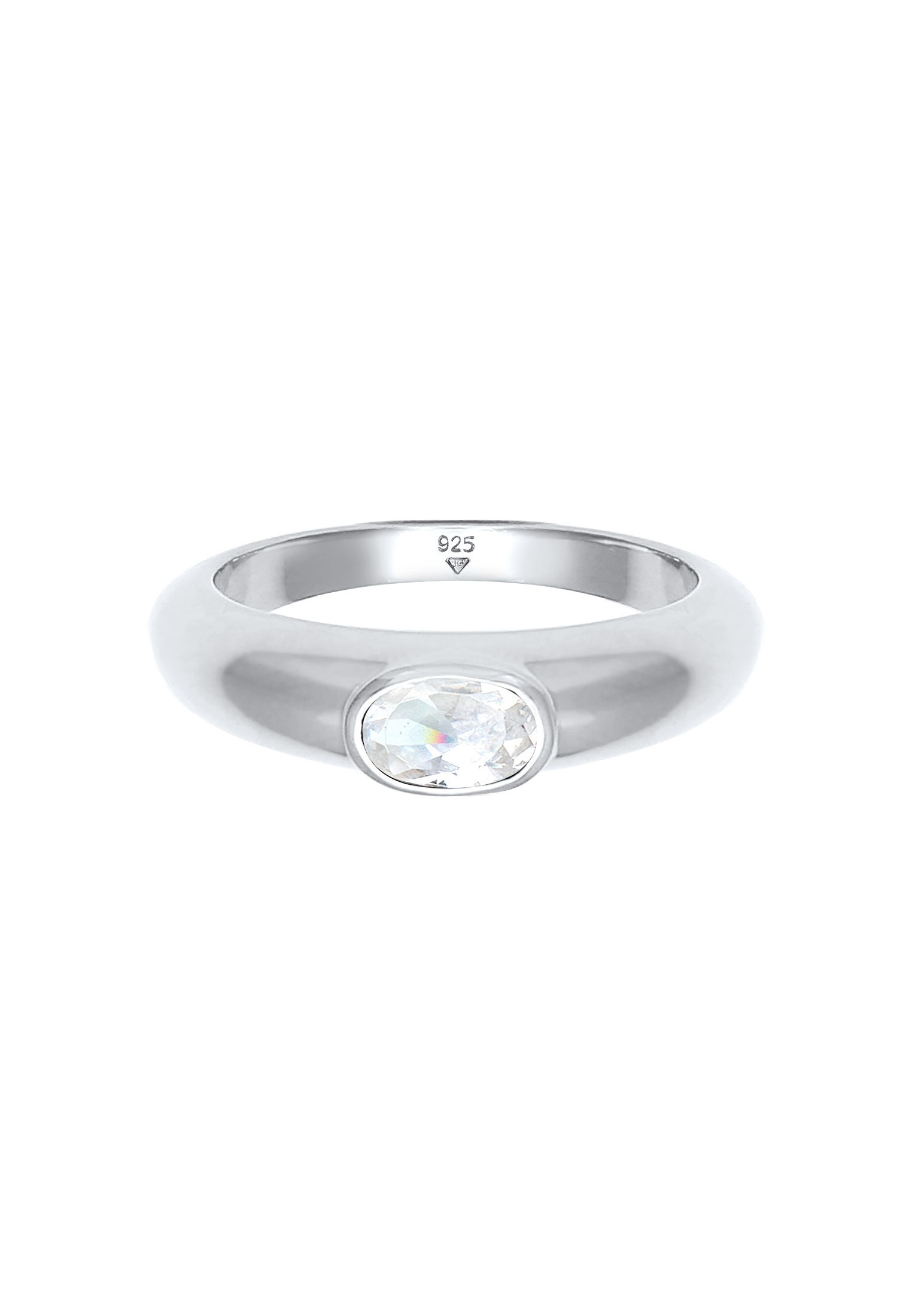 Elli Fingerring »Bandring Zirkonia Oval Solitär 925 Sterling Silber«