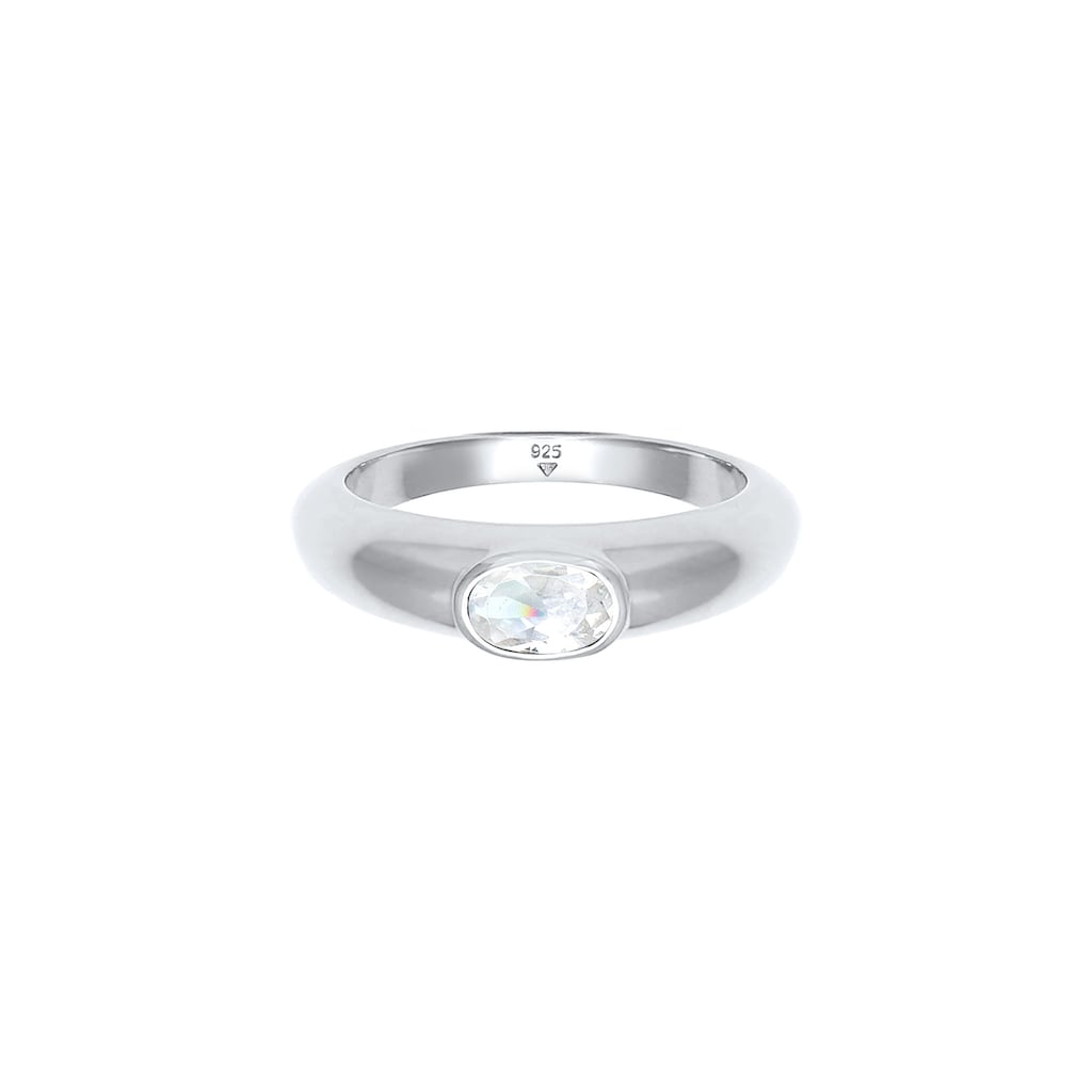 Elli Fingerring »Bandring Zirkonia Oval Solitär 925 Sterling Silber«