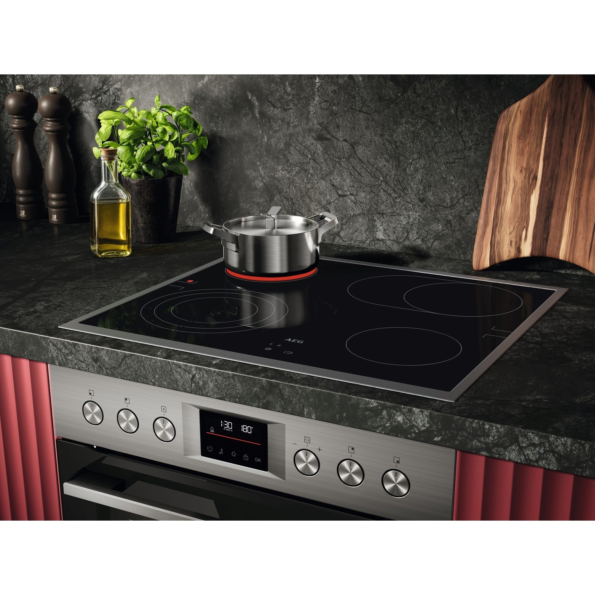 AEG Elektro-Herd-Set Serie 5000 »OU5PE40SM« Pyrolyse-Selbstreinigung Einbauherd mit Pyrolyse - Selbstreinigung & Glaskeramikkochfeld