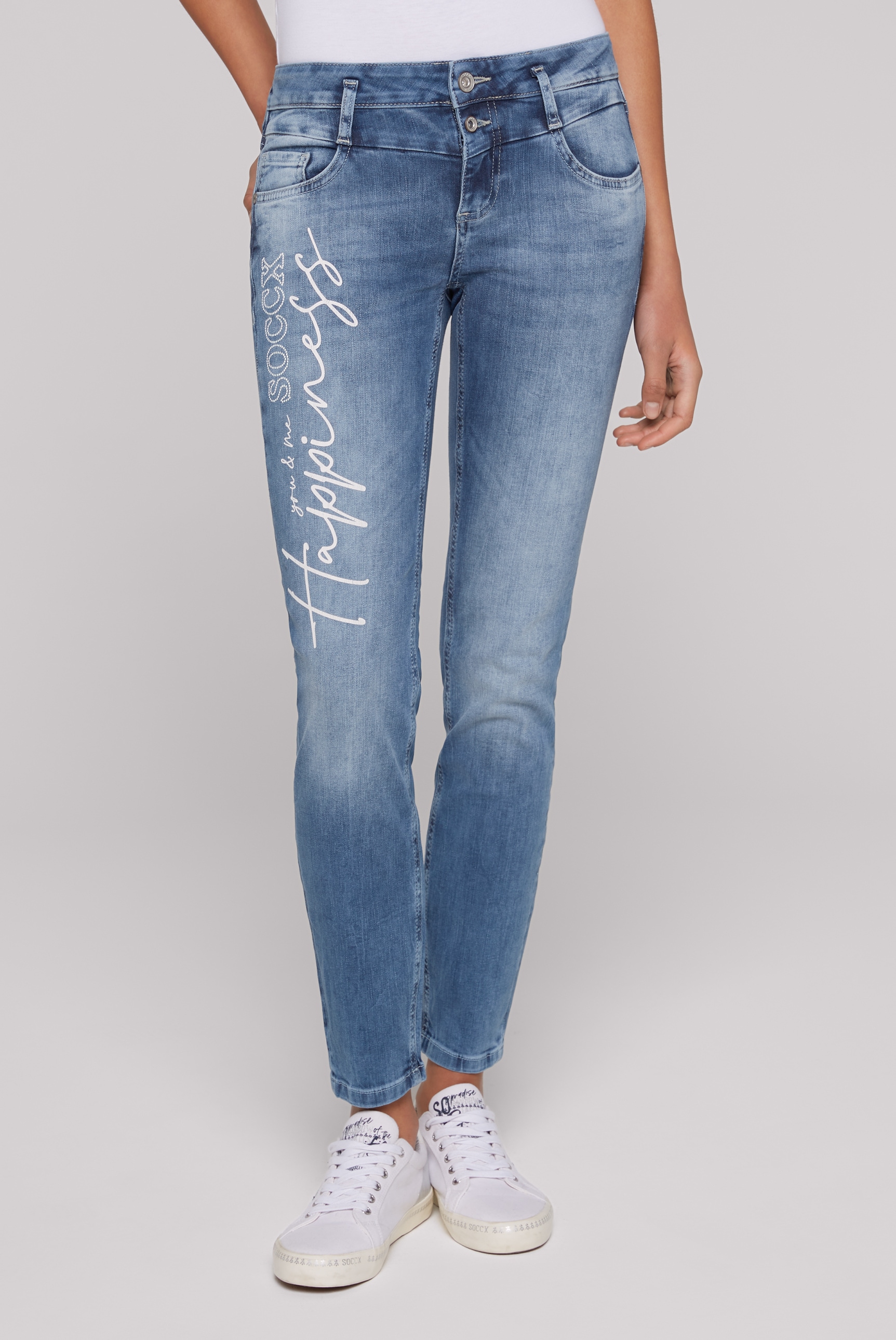 SOCCX Slim-fit-Jeans, mit Bleaching-Effekten