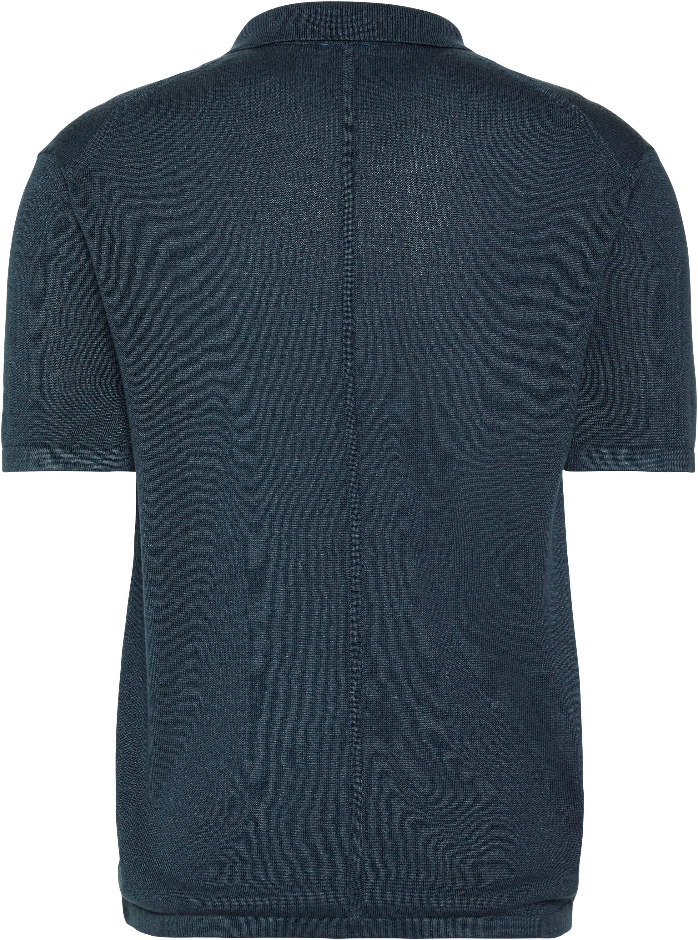 Calvin Klein Kurzarmpullover Feinstrick aus Leinenmix, Regular Fit, Polokragen