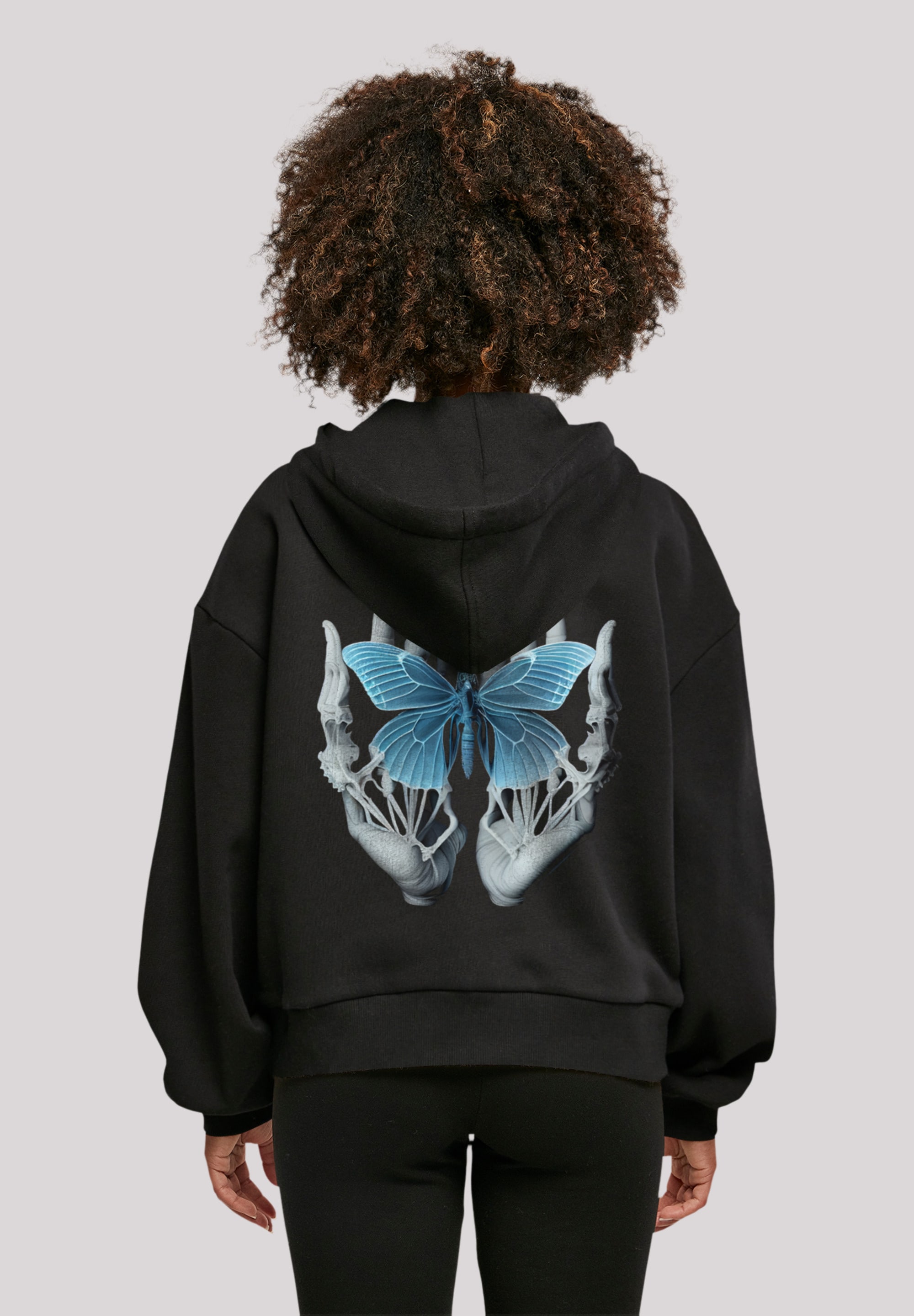 F4NT4STIC Kapuzenpullover »Skelett Hand Schmetterling«, Print