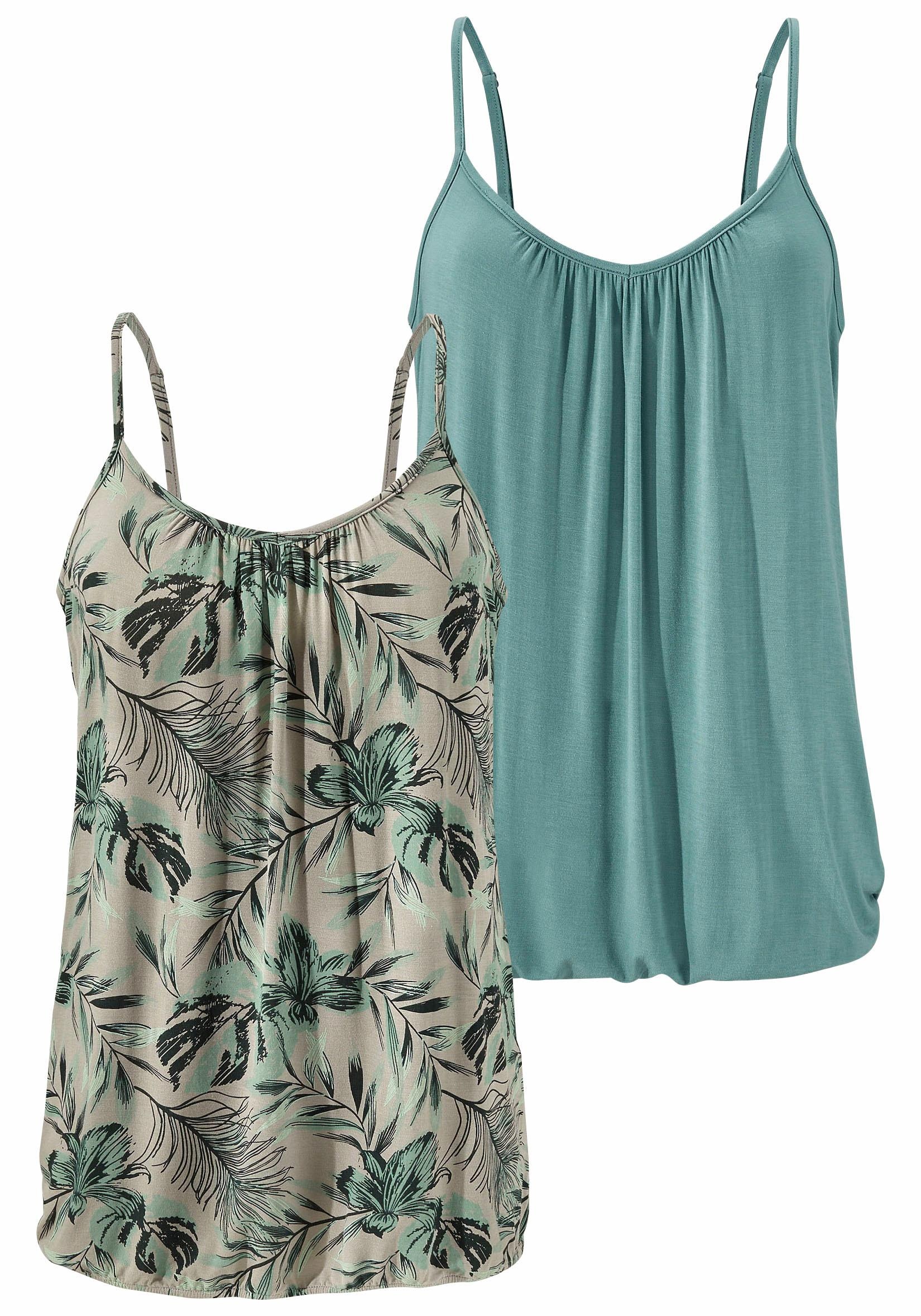 LASCANA Spaghettitop "mit Raffung am Ausschnitt", aus elastischer Viskose-Q günstig online kaufen