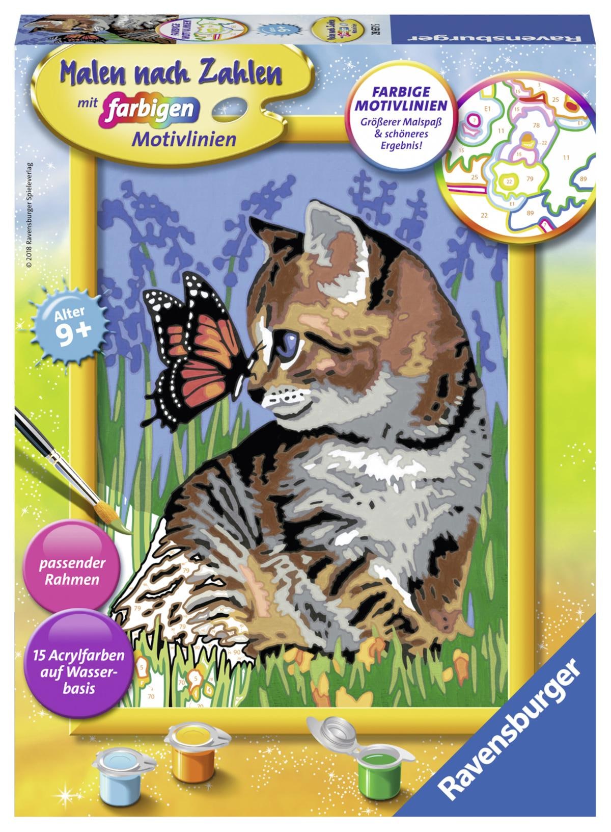 Malen nach Zahlen »Katze mit Schmetterling«, Made in Europe, FSC® - schützt Wald -...