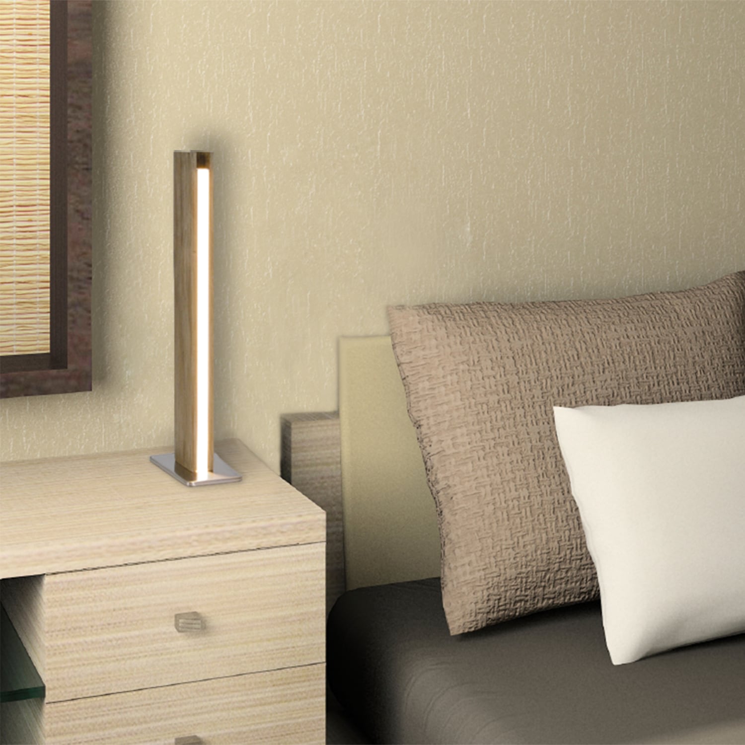 näve LED Tischleuchte »Straight« LED-Modul 1 Stk. Warmweiß dimmbar, Holzkorpus aus Esche, H: 51cm, LED warmweiß, Zuleitung 120cm