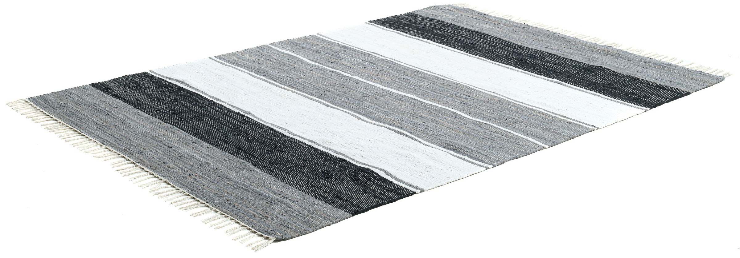 THEKO Teppich »Stripe Cotton«, rechteckig, gestreift, Baumwolle, kaufen reine | Fransen mit handgewebt, Flachgewebe, BAUR