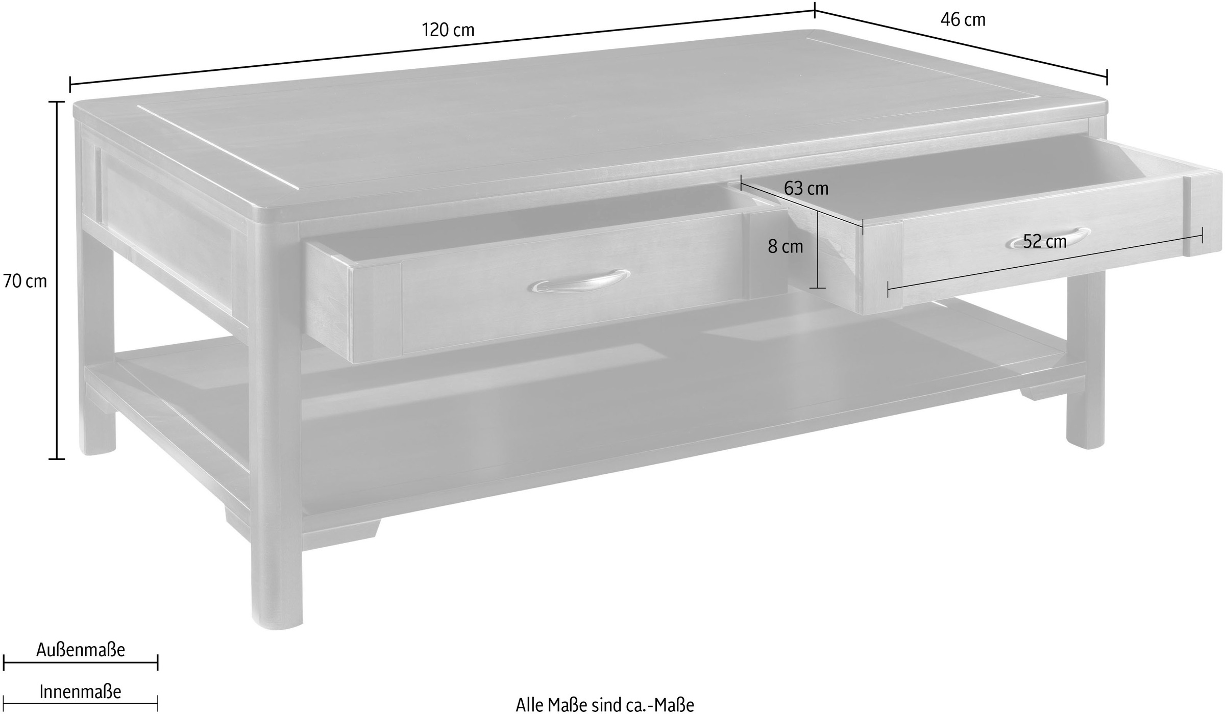 Home affaire Beistelltisch »Tische Michelangelo«, Breite 120 cm