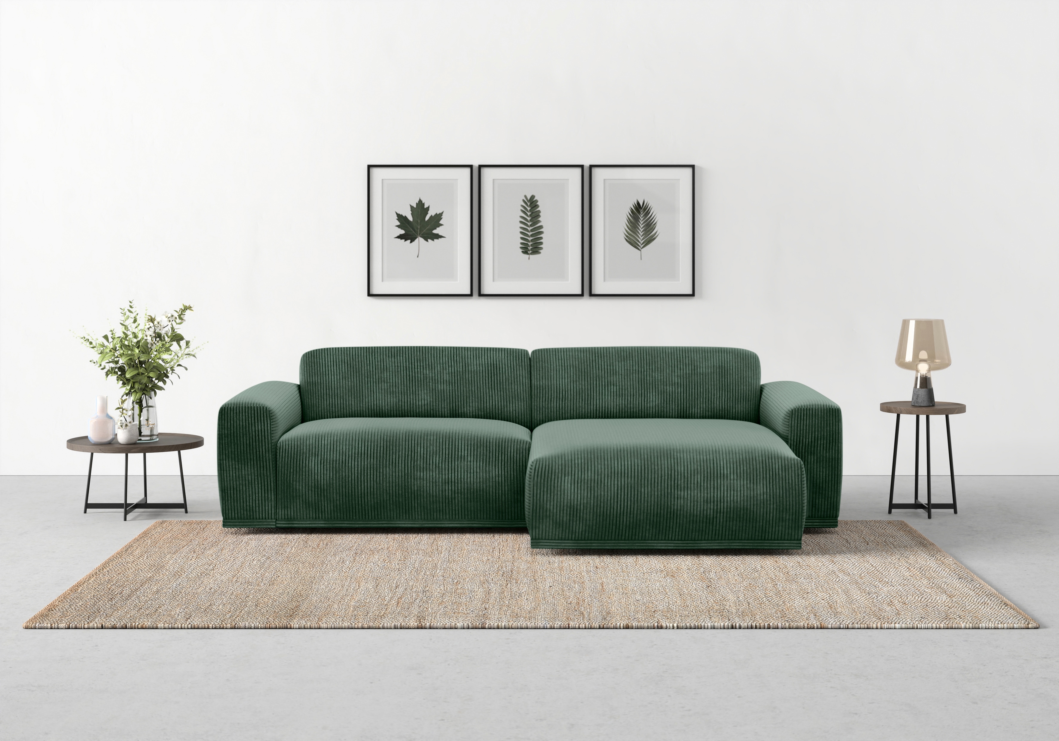 TRENDMANUFAKTUR Ecksofa "Braga, mit hochwertigem Kaltschaum, L-Form, Japandi-Design" modernes Sofa, Couch mit hohem Sitzkomfort, 255/72/160 cm (B/H/T)