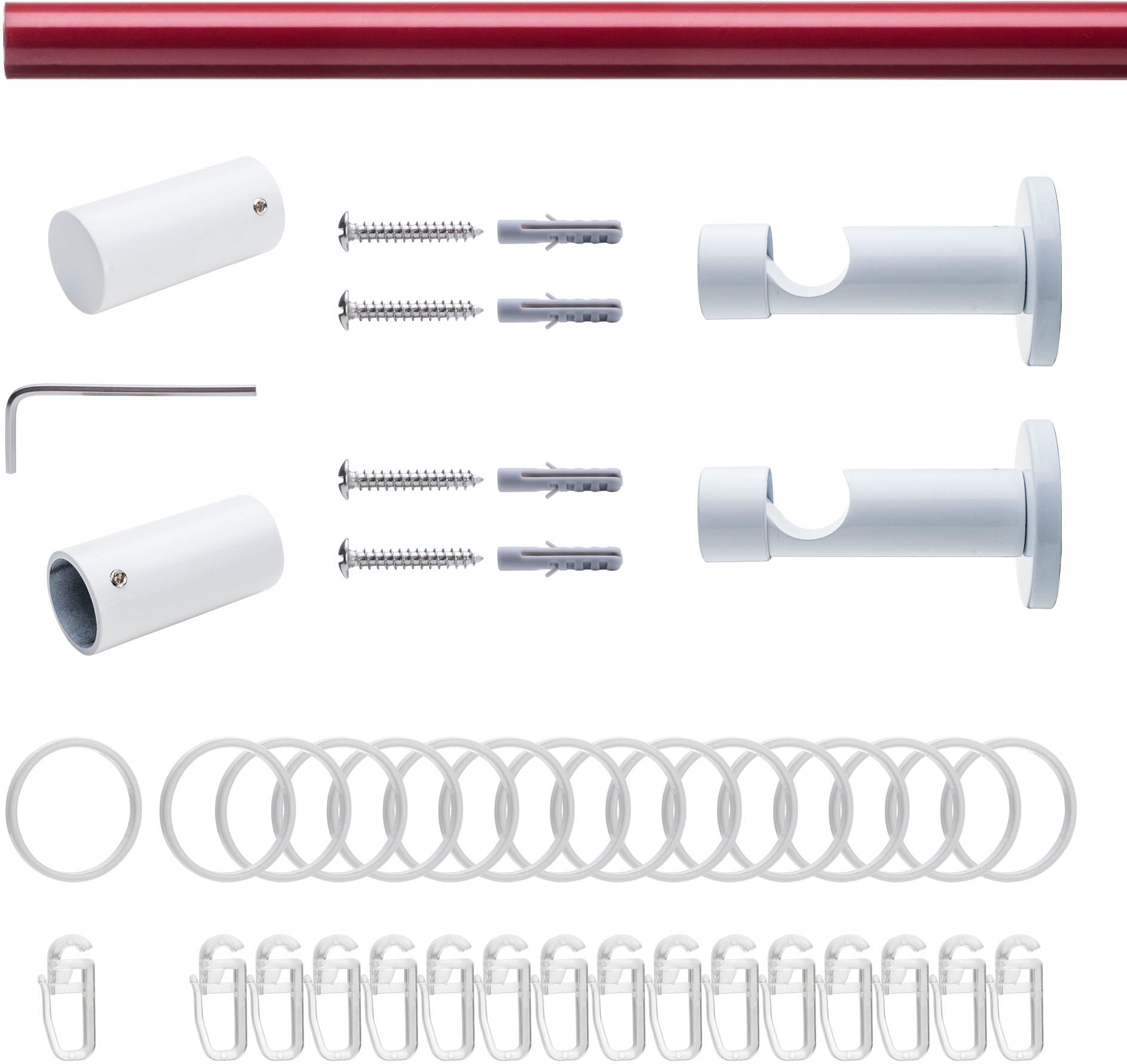 Liedeco Gardinenstange »Fertigstilgarnitur 20 mm Power Celebration Zylinder«, 1 läufig-läufig, Fixmaß, Gardinenstange Komplett, Farbkombination