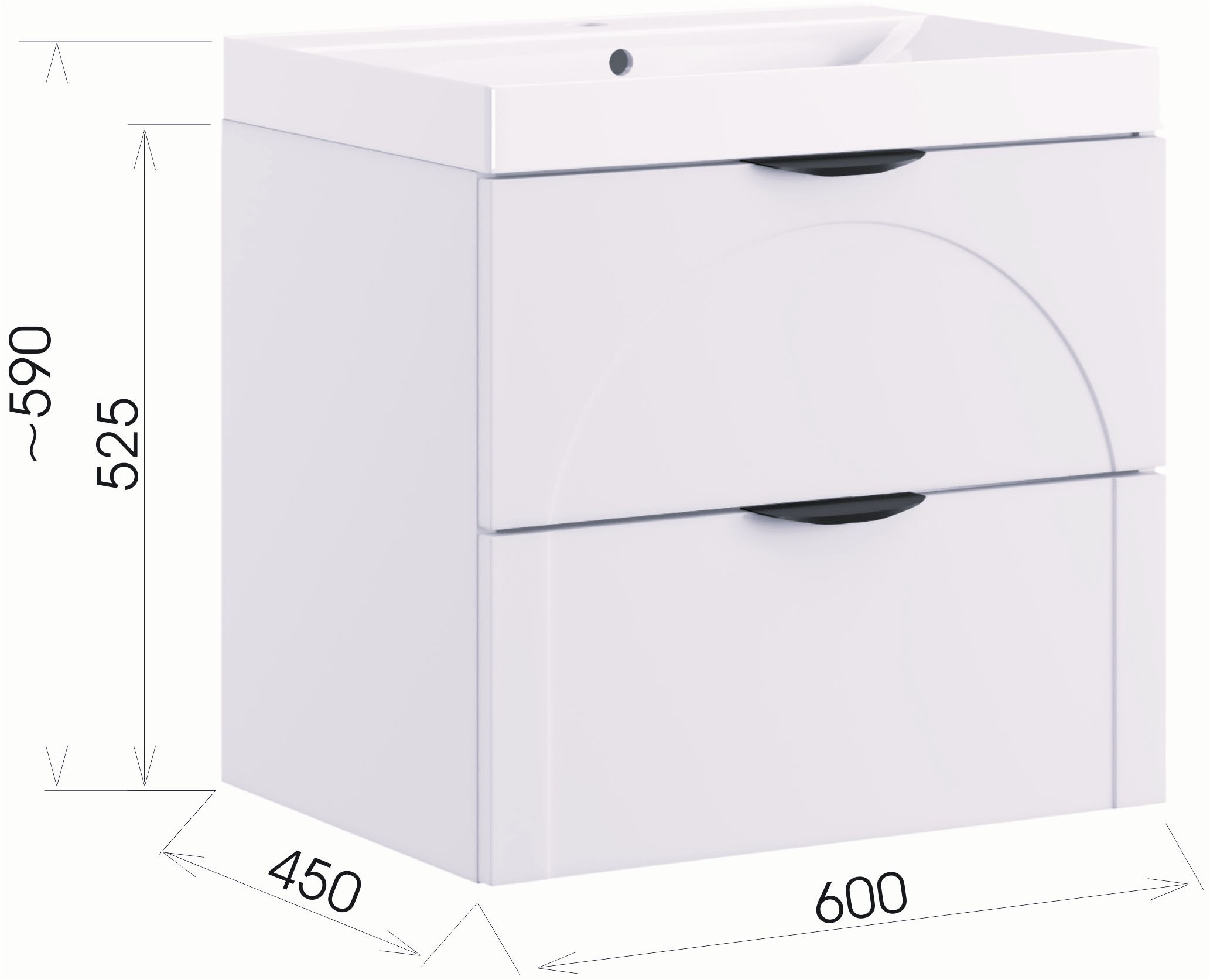 welltime Waschtisch »FLOW CIRCLE mit Waschbecken, Breite 60 oder 80cm, modernes Design« Schrank mit 2 Schubladen, Soft-Close-Function, in 2 Breiten erhältlich