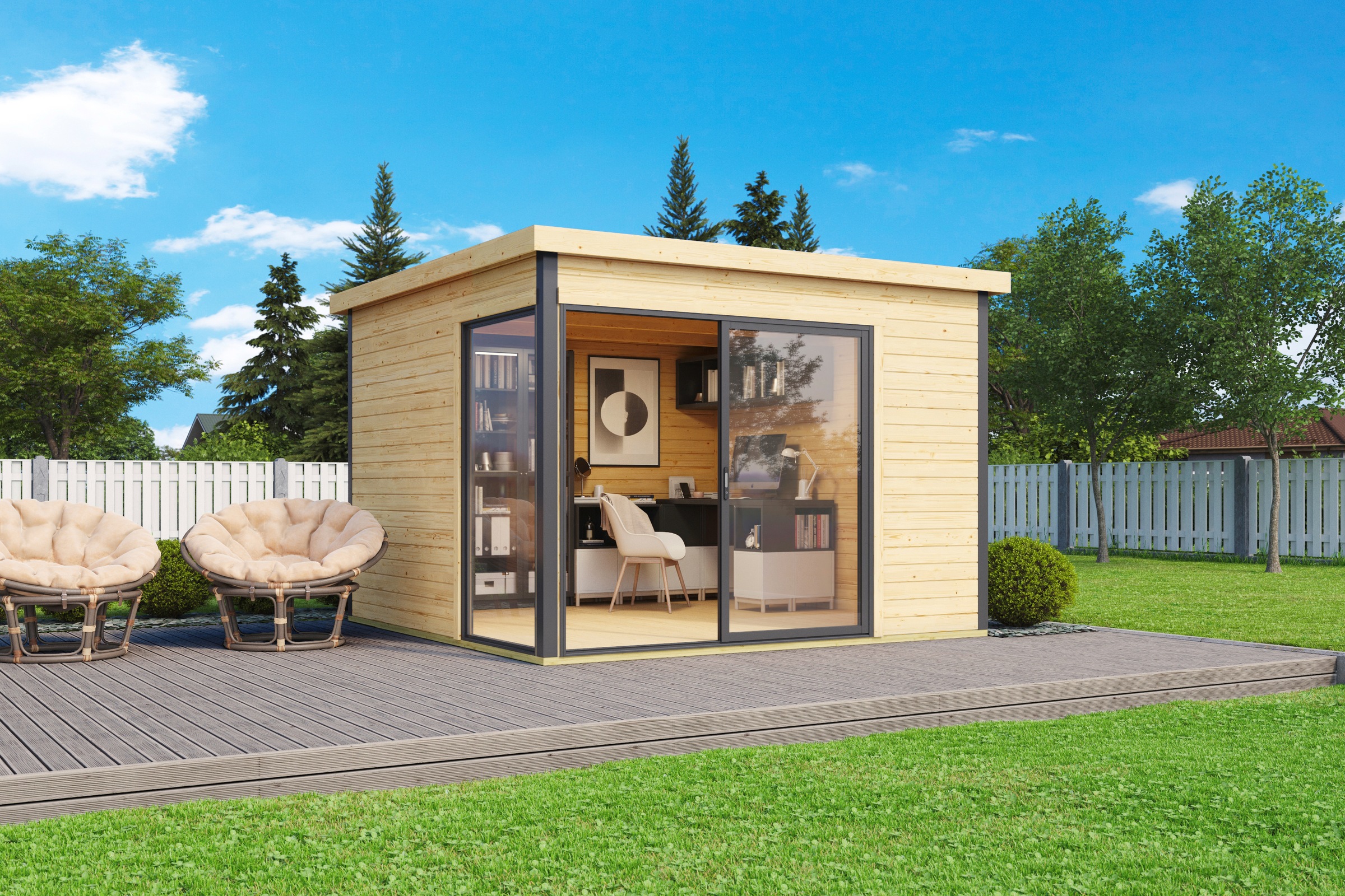 LASITA MAJA Gartenhaus "DOMEO 1 NATUR/ANTHRAZIT" Fundamentmass 3000 x 3000, günstig online kaufen
