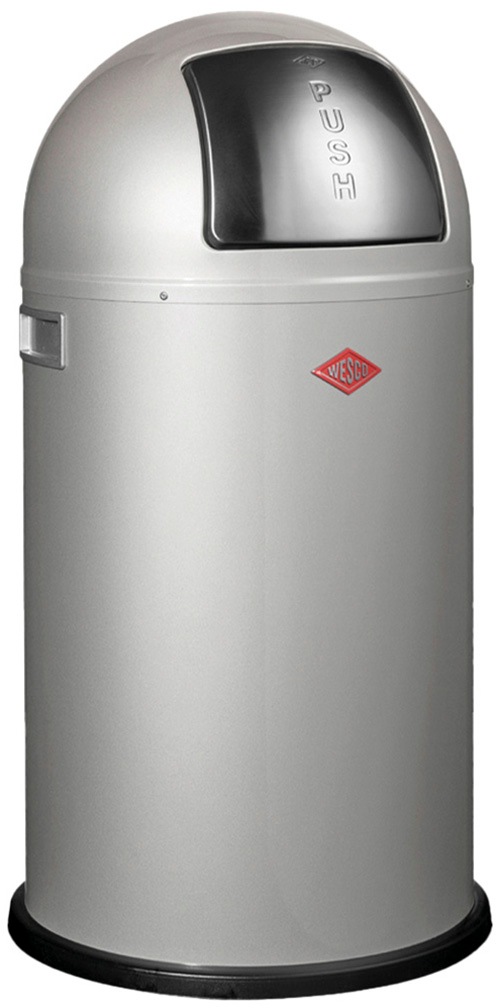 WESCO Mülleimer "Pushboy Abfallsammler", B/H/T: 40cm x 75,5cm x 40cm, 50 lsilberfarben, Küche, Mülleimer, mit Metalleinsatz, Griffe, Einwurfklappe