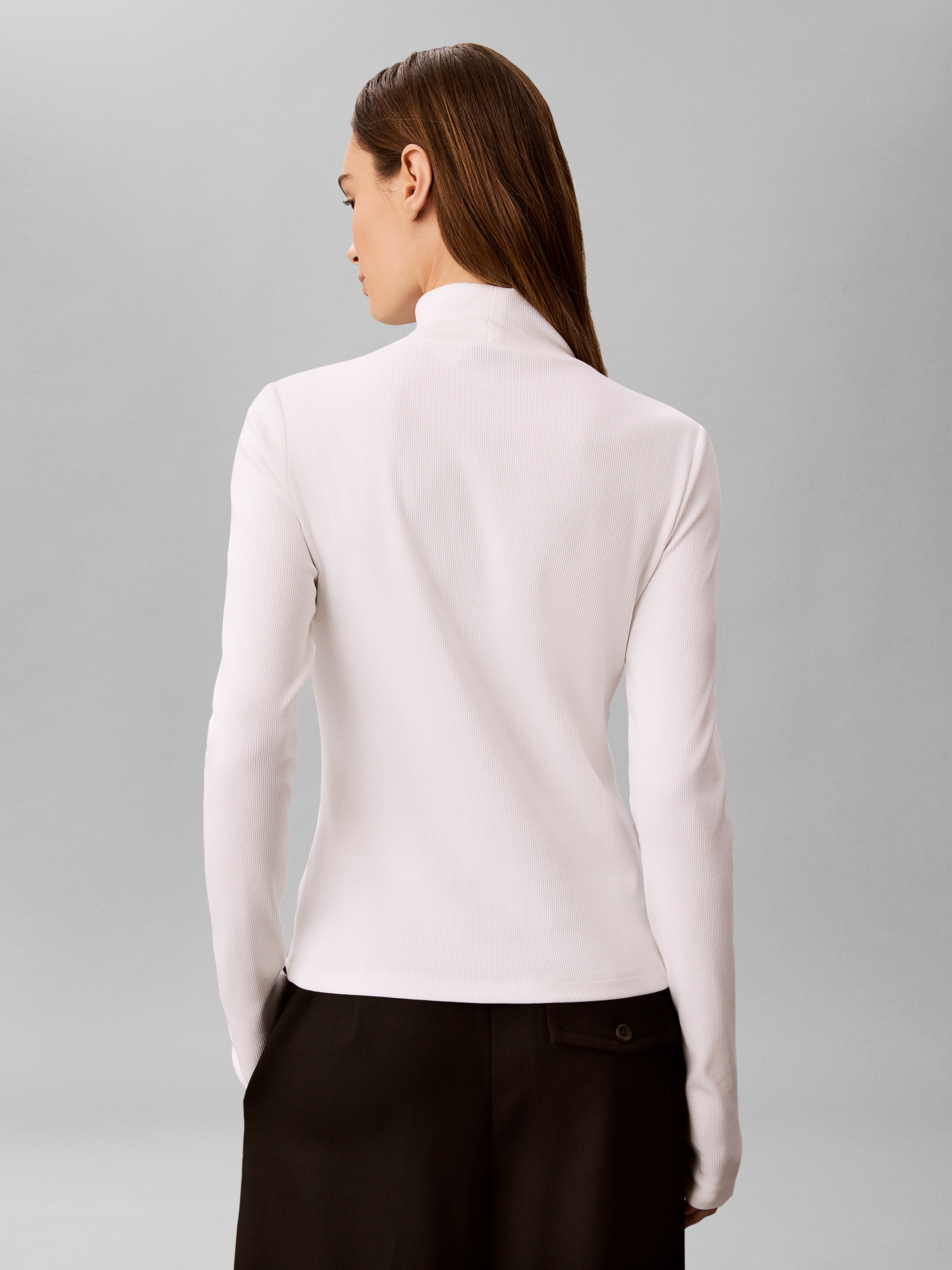 Calvin Klein Shirttop »LS WOVEN LABEL TURTLENECK« Mit Rundhalsausschnitt, regular fit