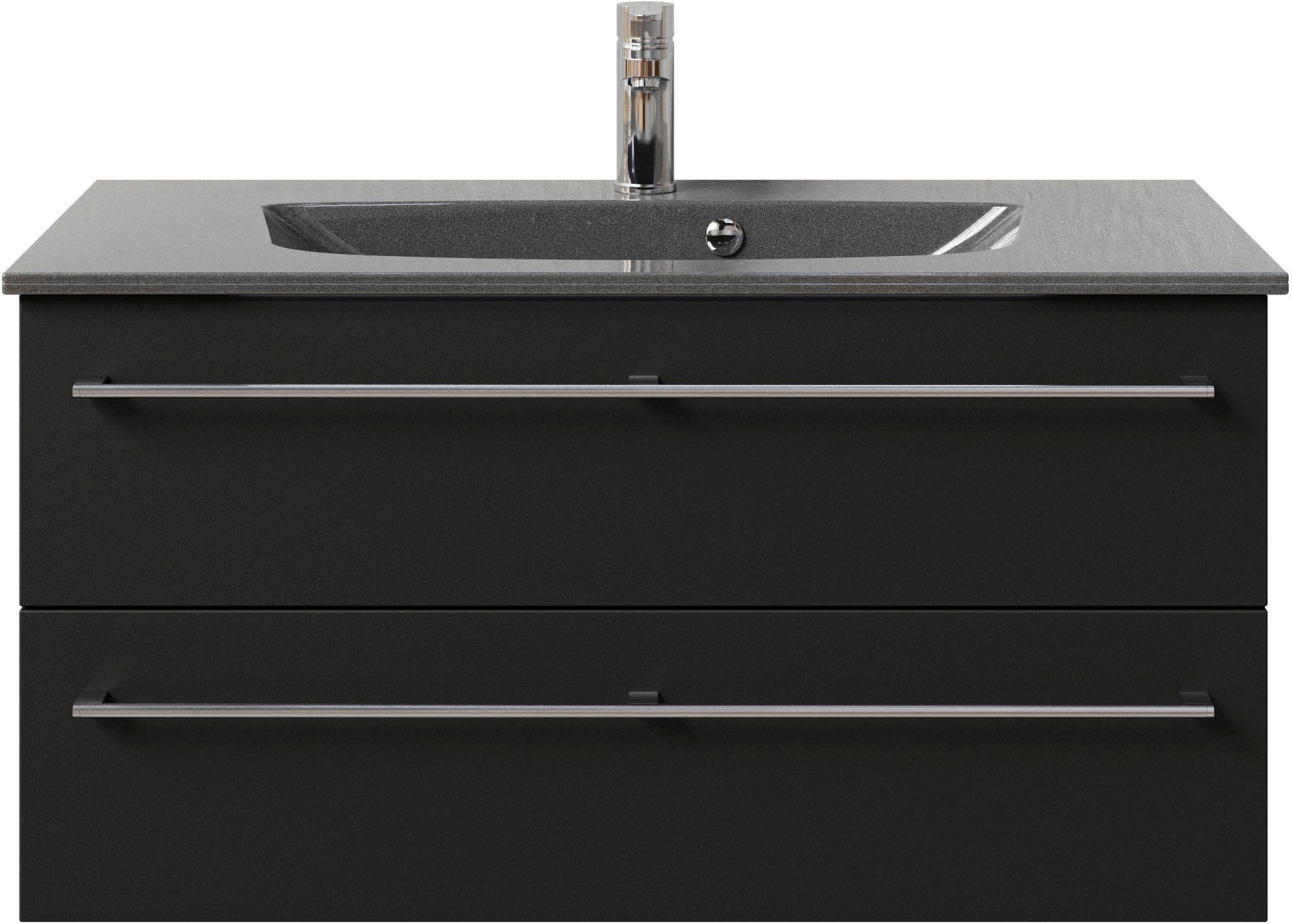 Saphir Waschtisch »Serie 6025 Mineralmarmor-Waschtisch mit Unterschrank, 97 cm breit«, Waschplatz mit 2 Schubladen, hängend, verschiedene Ausführungen