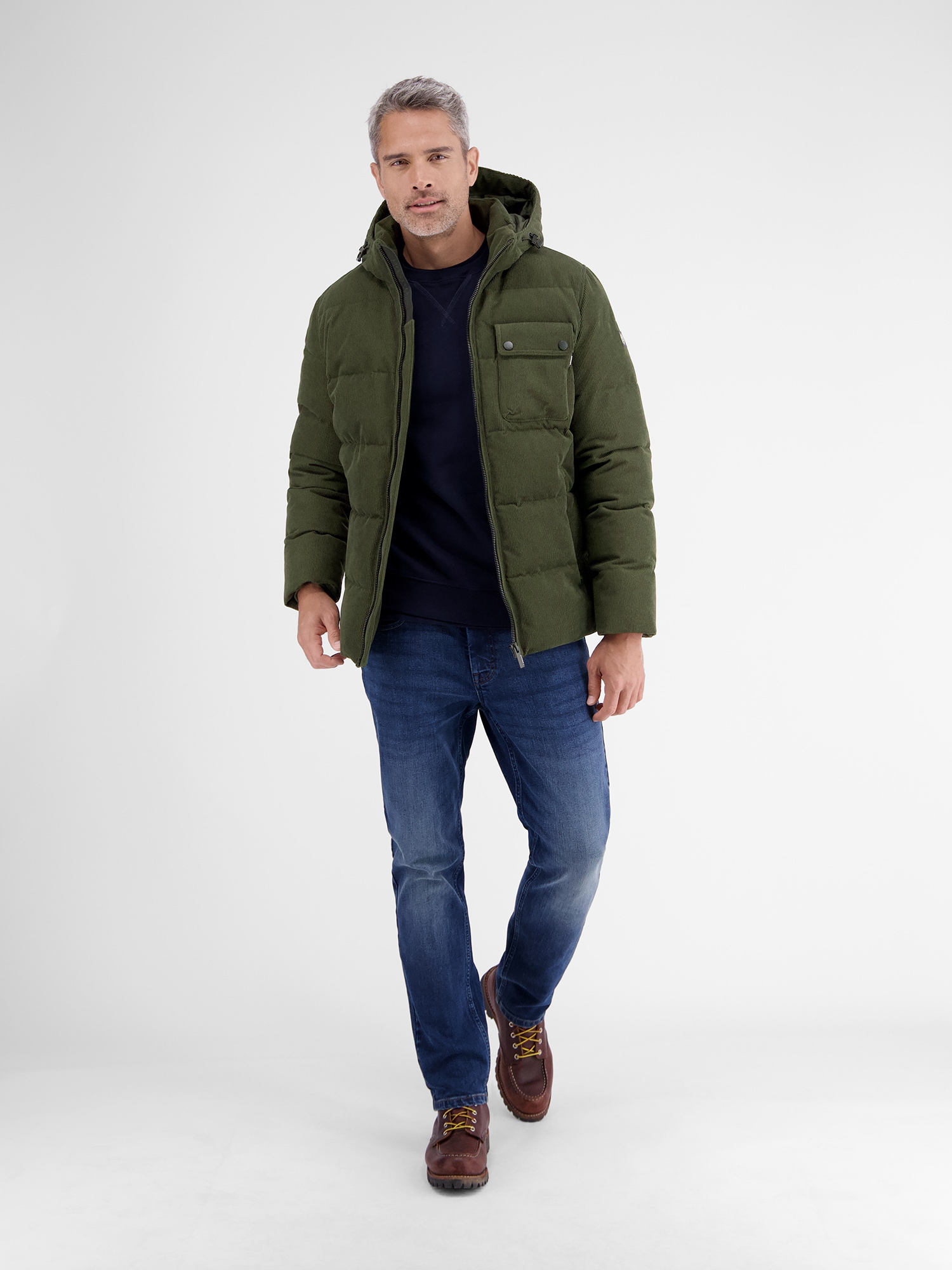 LERROS Steppjacke »LERROS Herren Steppjacke in funktionaler Cord-Optik«, mit Kapuze, Wasser- und windabweisend, atmungsaktiv