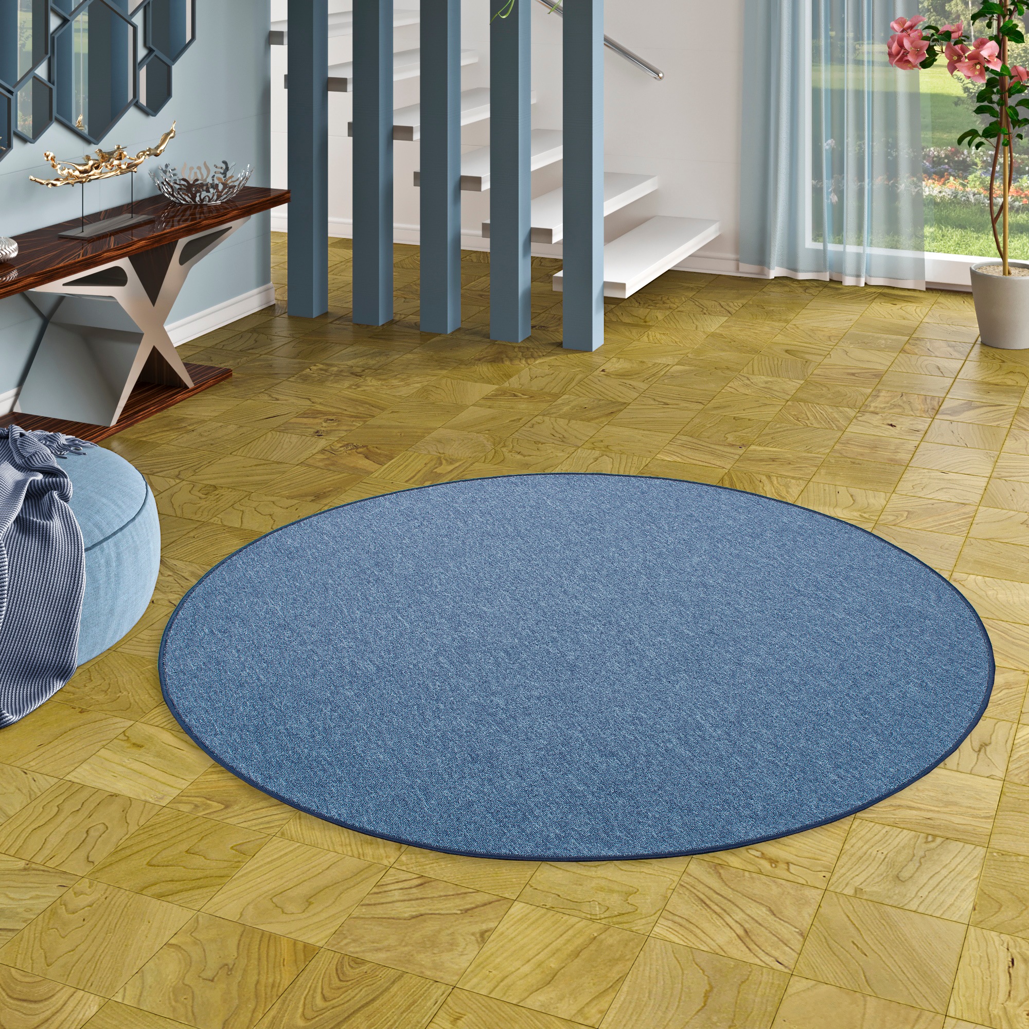 my home Teppich »Fortis, Schlinge, Made in Netherlands«, rund, 5 mm Höhe, Uni Farben, gekettelt, strapazierfähig, Wohnzimmer