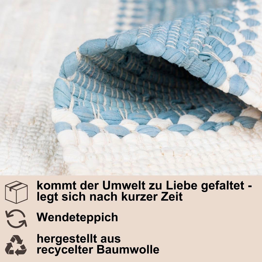 Myflair Möbel & Accessoires Teppich »Karim«, rechteckig, 10 mm Höhe, Handweb Teppich, gestreift, 90% Baumwolle, handgewebt, mit Fransen
