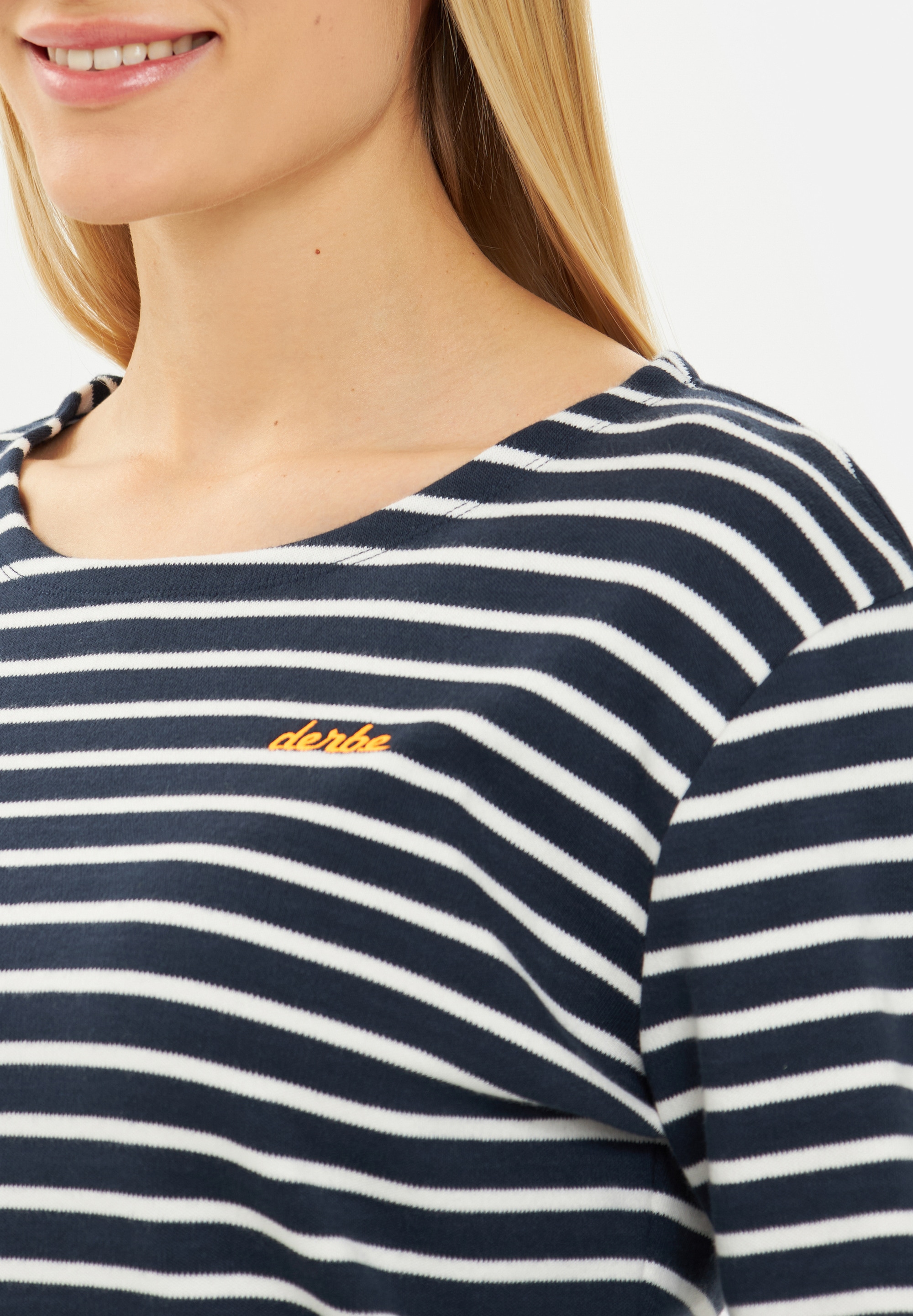 Derbe Langarmshirt »Interstriped«, French terry, gestreift, hochwertiger Stick