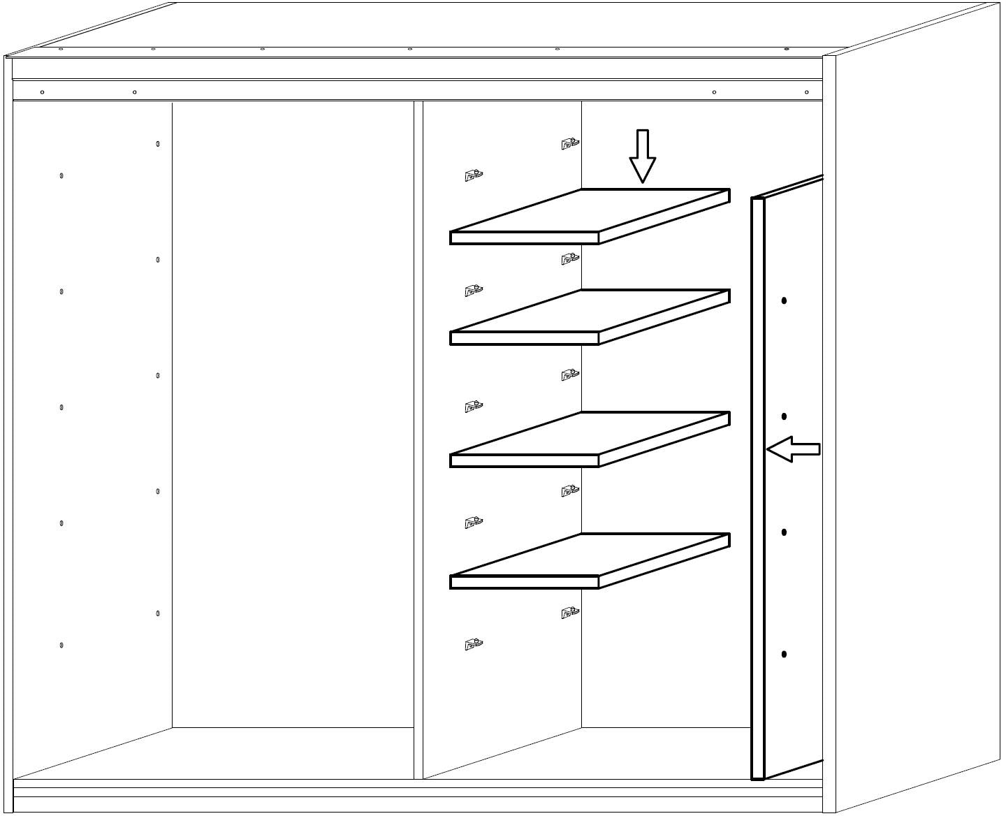 INOSIGN Inneneinteilung »Jupiter – Steingrau, B45×H193 cm, 4 Böden B43 cm für Stauraum« + 1 Kleiderstange Breite 89 cm, Zubehör für Schweber Jupiter, 275 cm