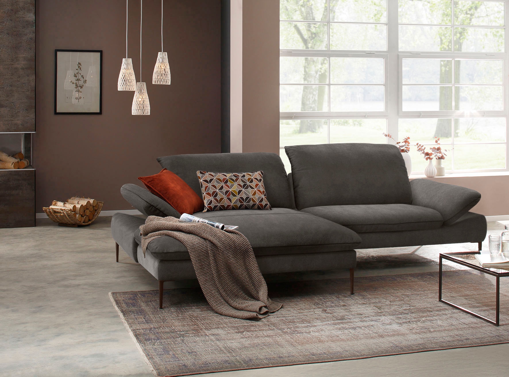 W.SCHILLIG Ecksofa "enjoy&MORE, Designsofa, elegant und bequem, L-Form" Sitztiefenverstellung, Füße bronze pulverbeschichtet, Breite 294 cm