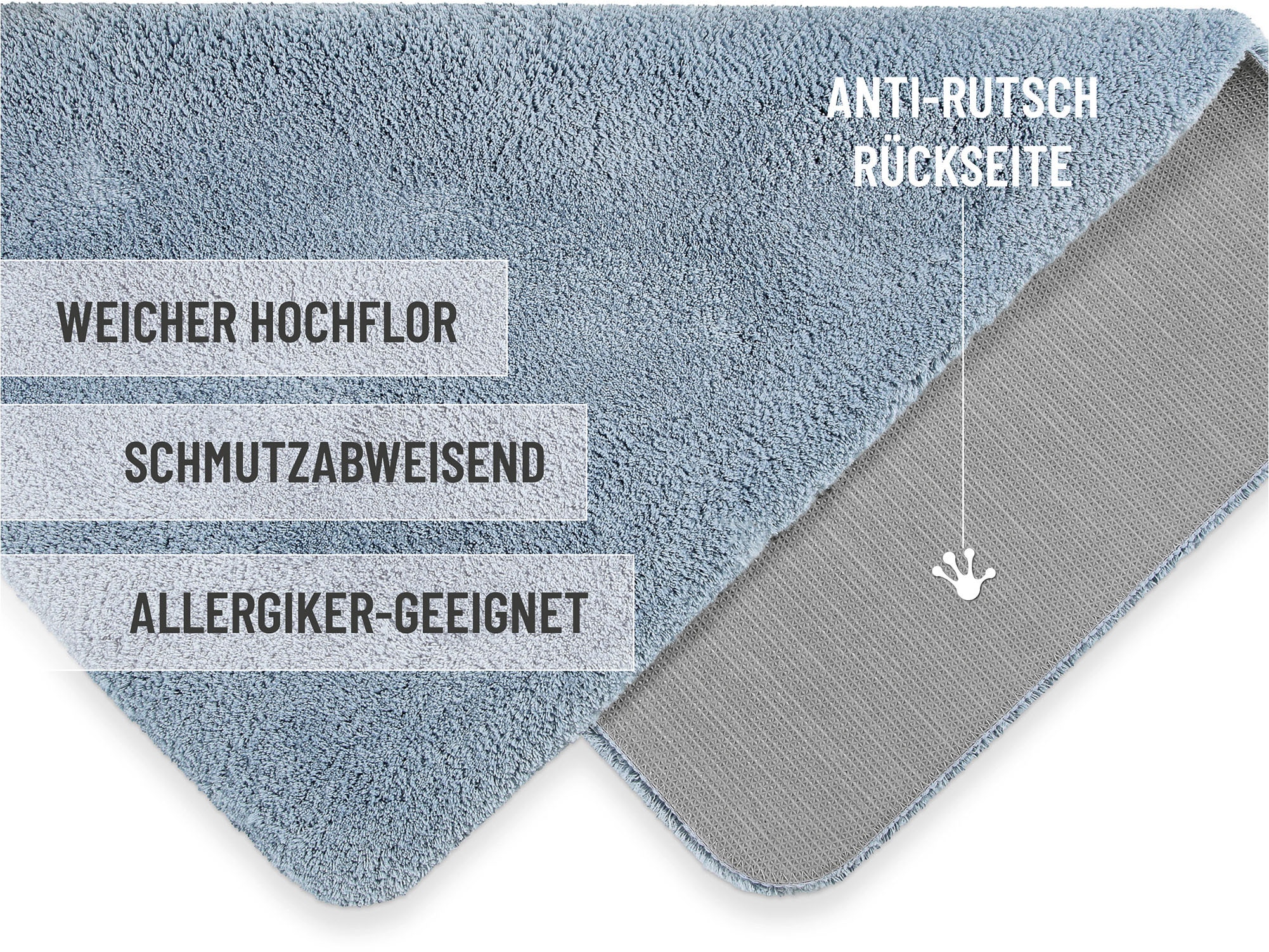 Homie Living Badematte »Porto Azzurro« Höhe 30 mm rutschhemmend beschichtet fußbodenheizungsgeeignet | schnell trocknend Badteppich, uni, rechteckig & rund, waschbar, Badezimmerteppich