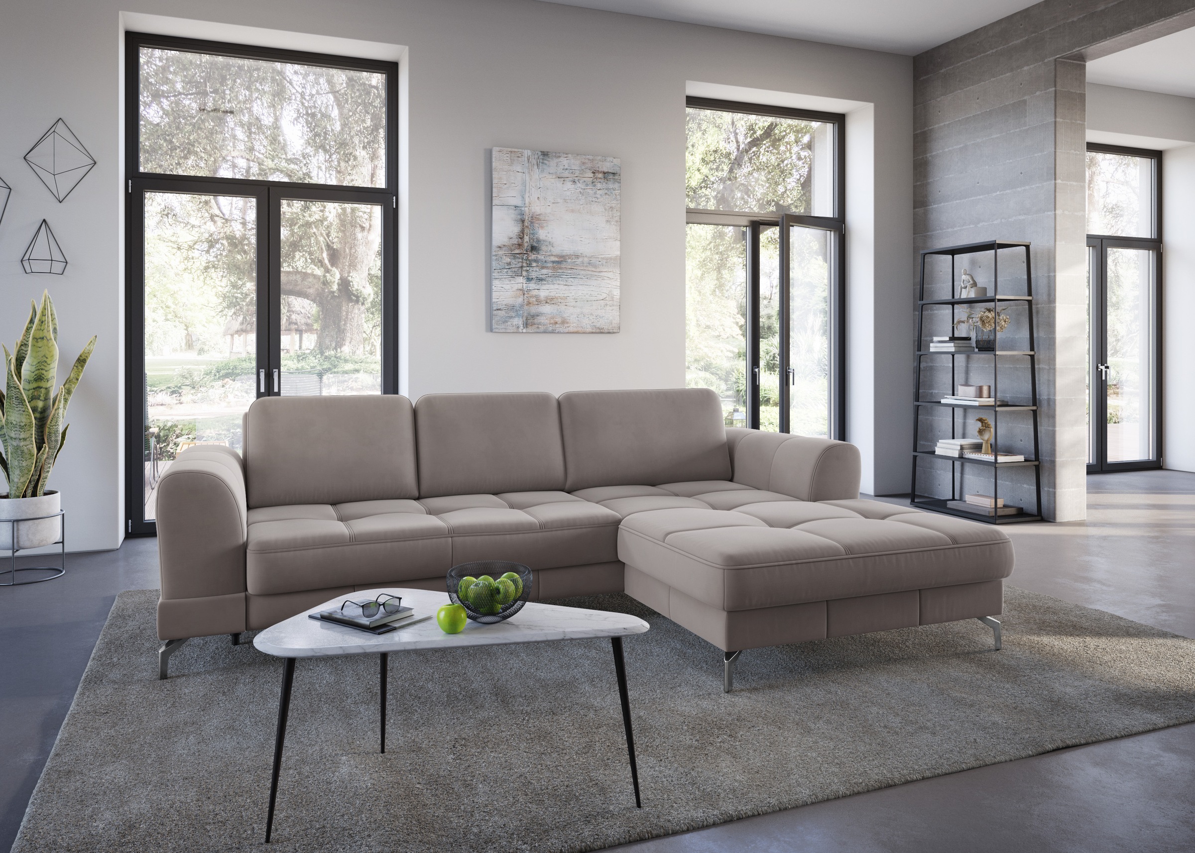 sit&more Ecksofa "Bendigo L-Form" inklusive Sitztiefenverstellung, Bodenfreiheit 12 cm, in 2 Fußfarben