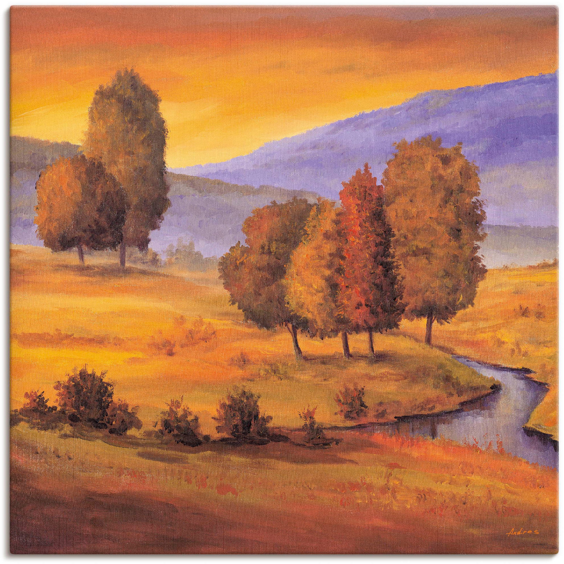 Artland Leinwandbild "Sonnige Landschaft II", Felder, (1 St.), auf Keilrahmen gespannt