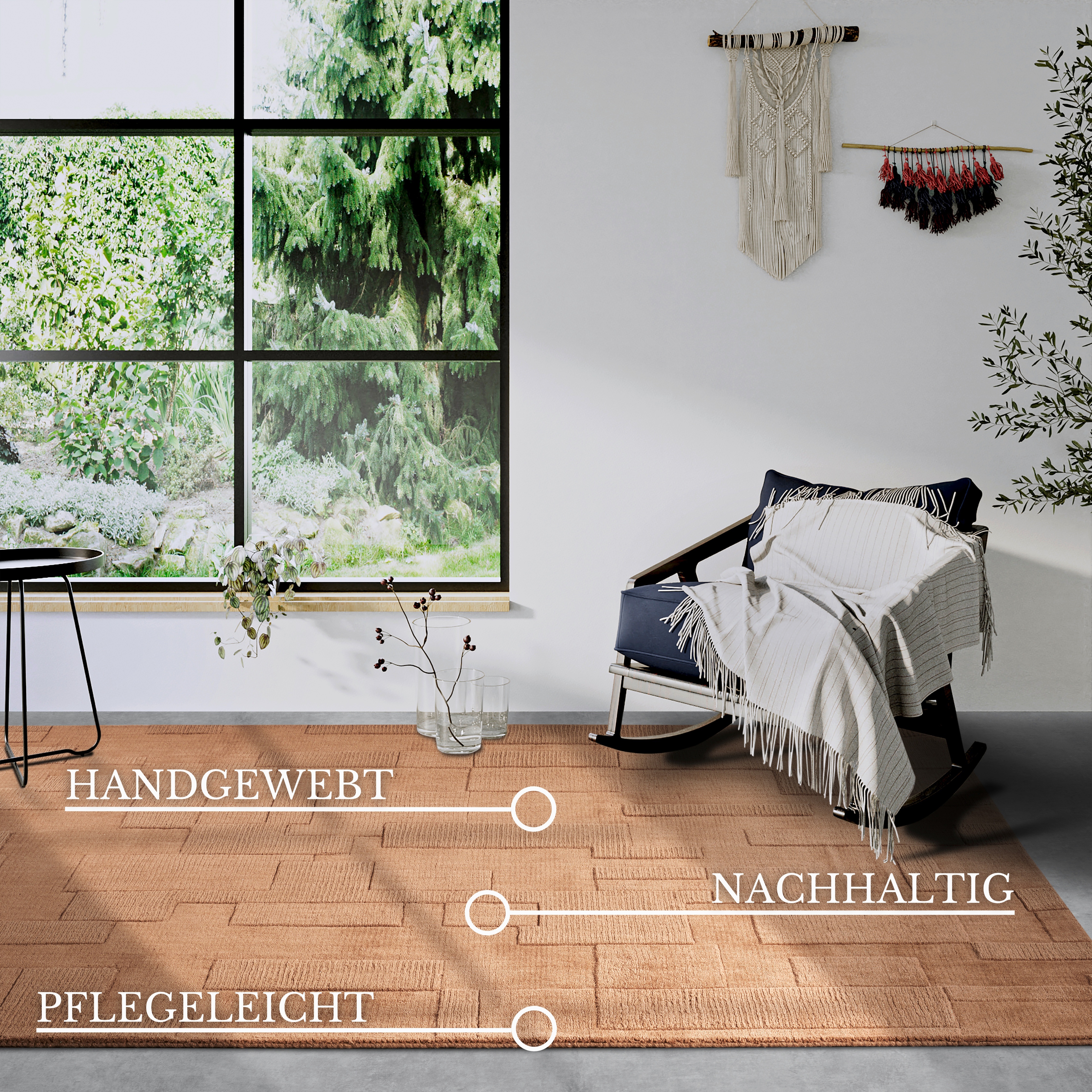 Thumbnail - Villeroy & Boch Wollteppich "Wilhelmine", rechteckig, 10 mm Höhe, Läufer, handgewebt, Wolle, Natur, Wohnzimmer, Geometri...