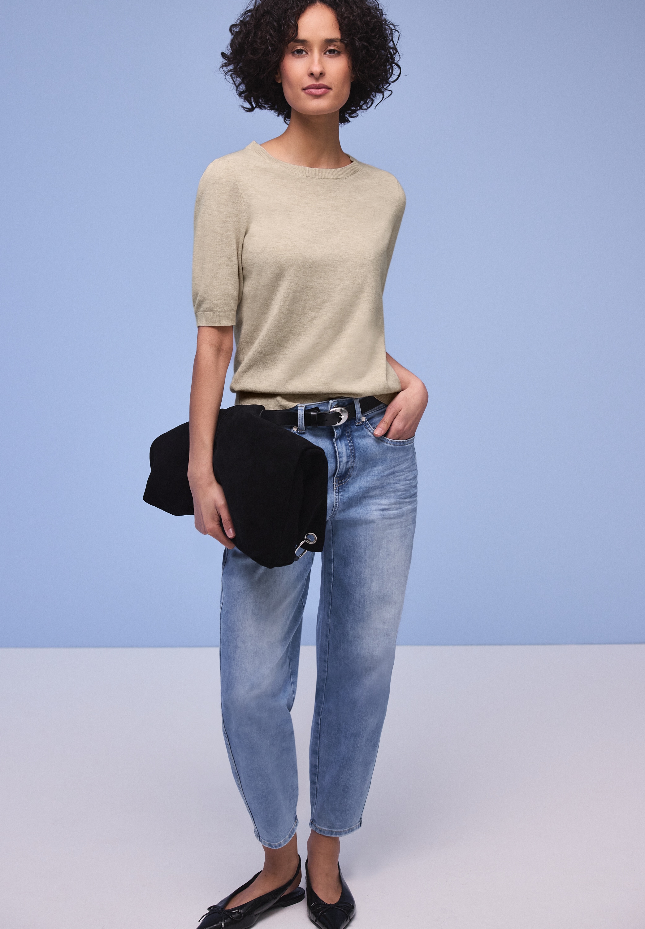 STREET ONE Strickpullover Halbarm mit modischen Pull-Ärmeln